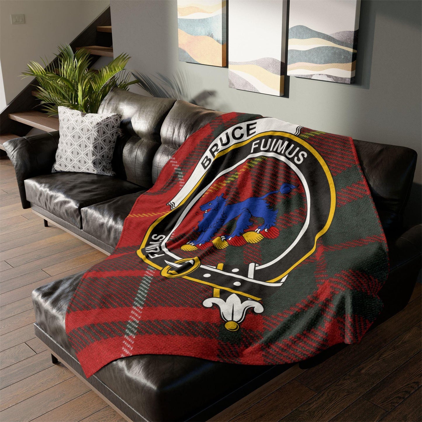 Bruce Clan Crest Scottish Tartan Blanket