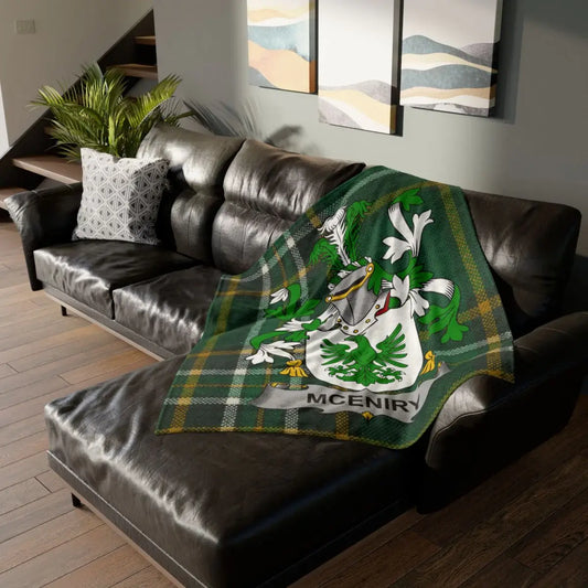 McEniry Family Crest and Tartan Print Throw Blanket product