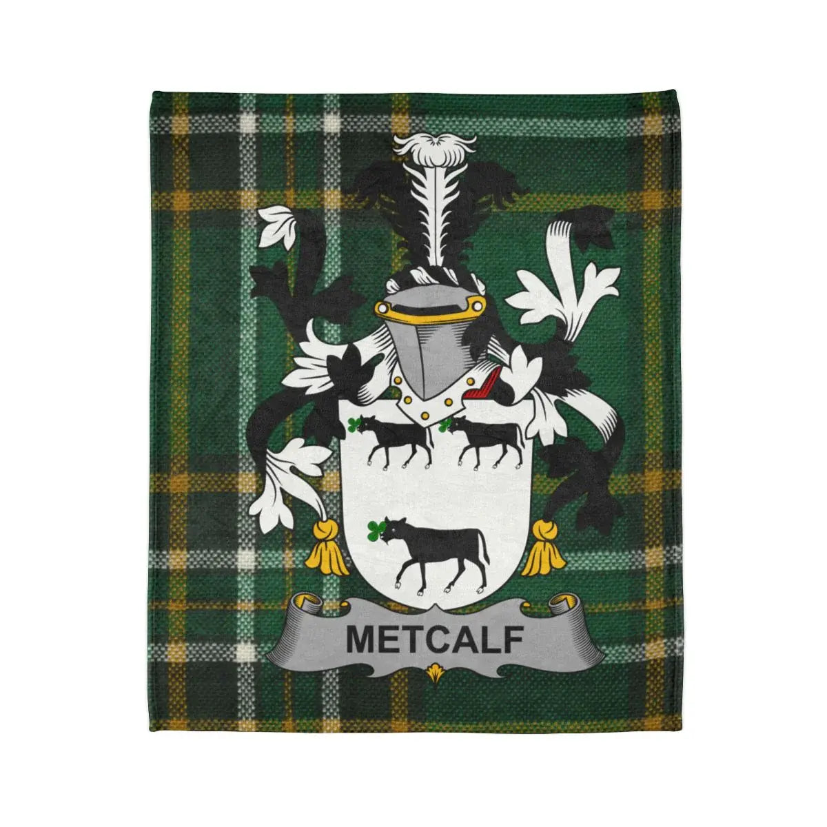 Metcalf Family Plaid with Crest Design Blanket product