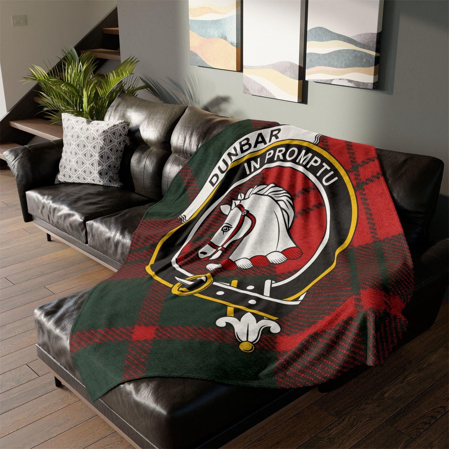 Dunbar Clan Tartan Blanket – Scottish Crest Throw