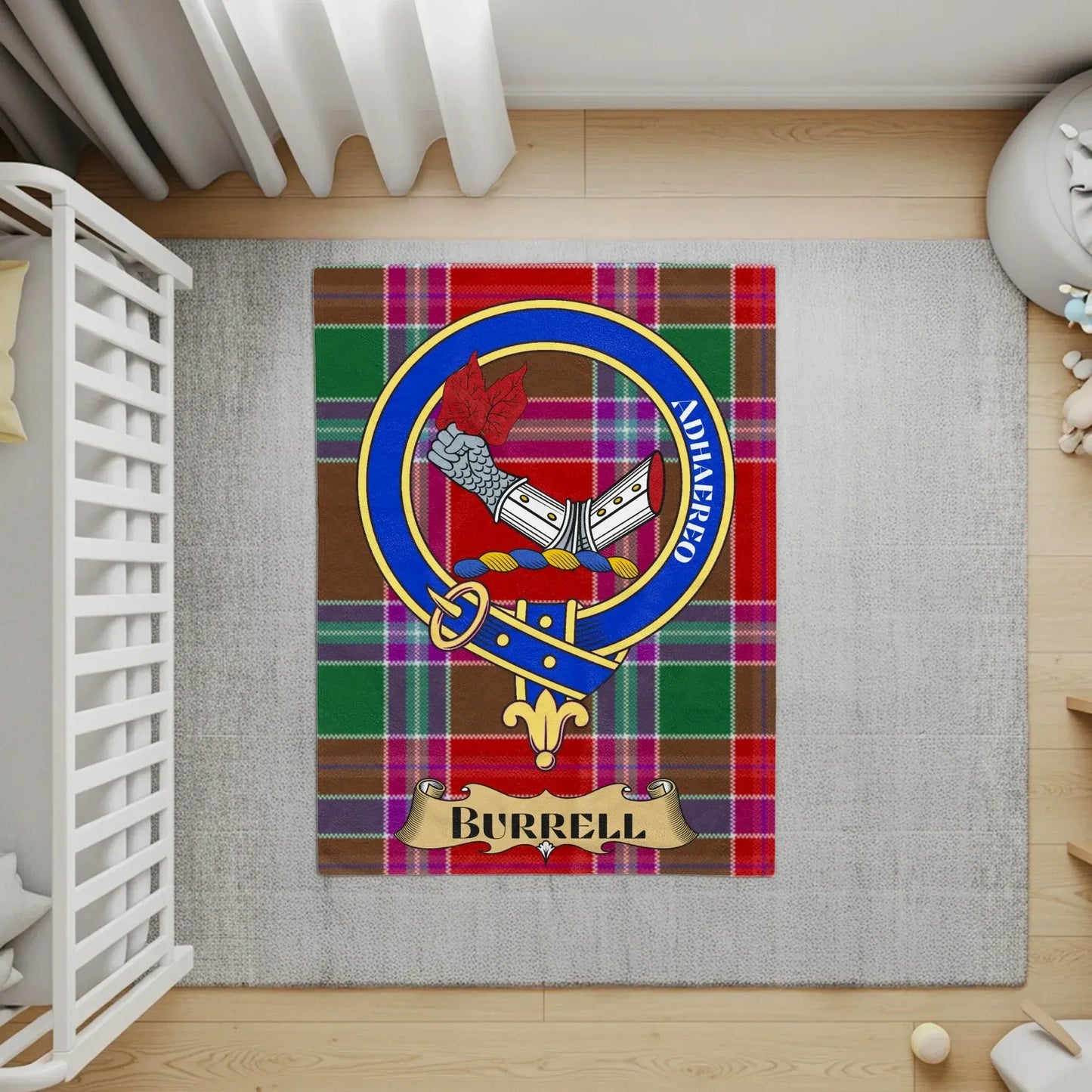 Burrell Clan Tartan Design with Family Crest product type