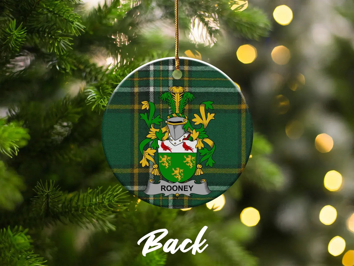 Custom Family Crest Round Christmas Tree Ornament product