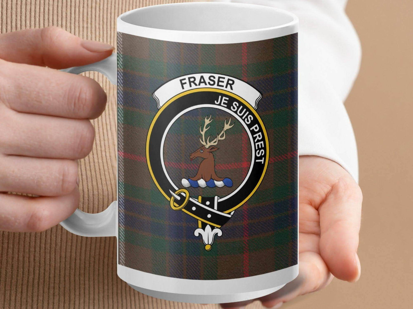 Fraser Je Suis Prest Tartan Clan Crest Mug product