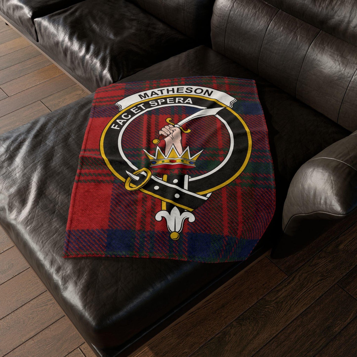 Matheson Clan Tartan Blanket – Scottish Crest Throw, Soft & Cozy
