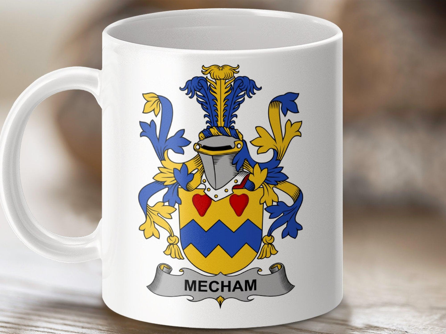 Mecham Surname Irish Family Crest Mug - Celtic Ancestry Gifts