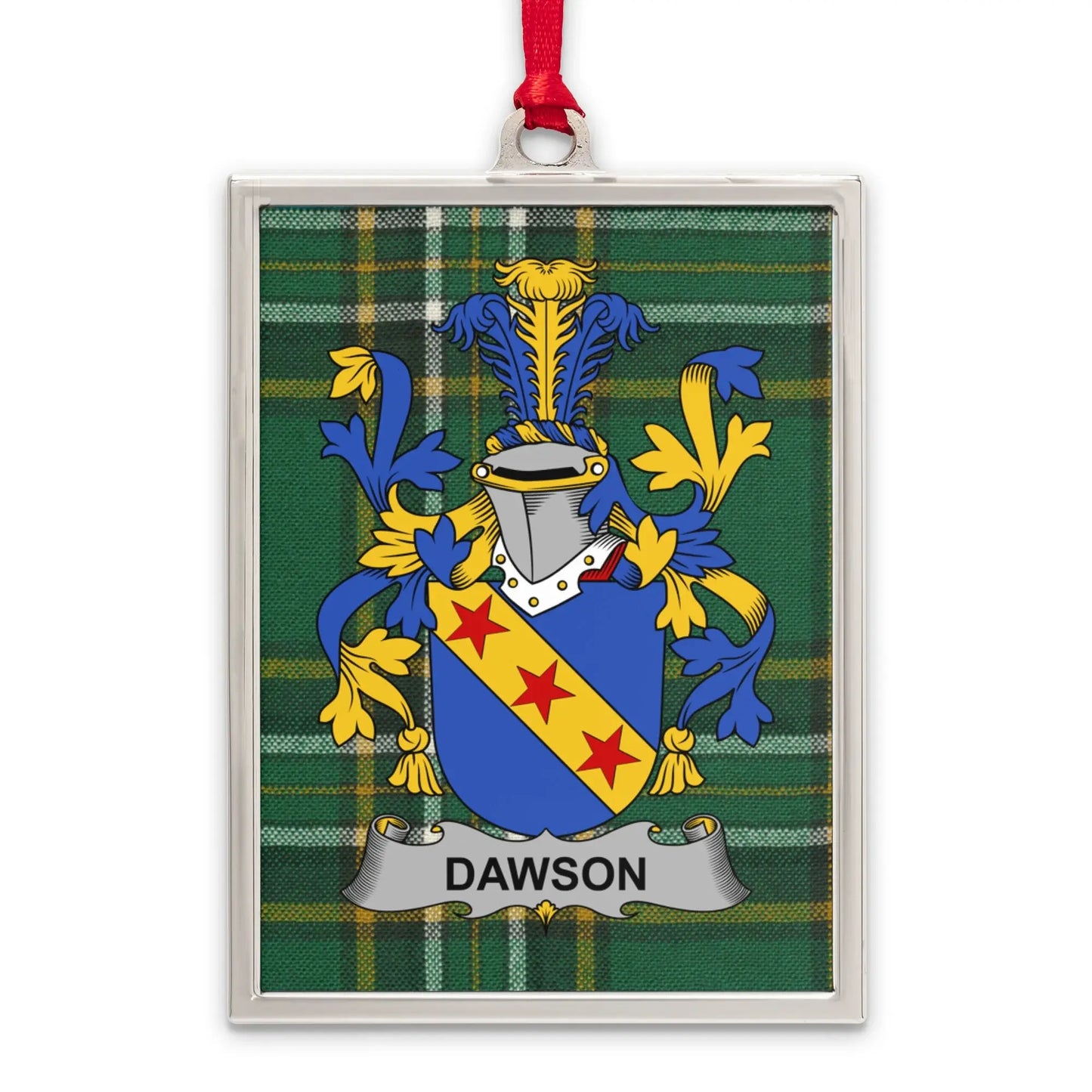 Dawson Coat of Arms Plaid Background Hanging Decoration