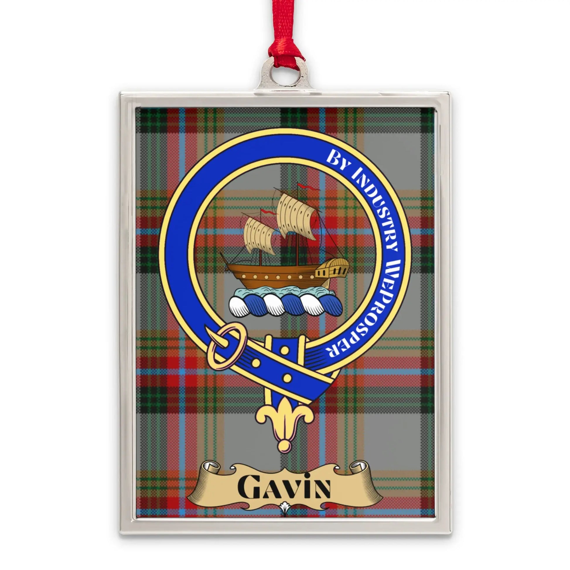 Scottish Clan Crest Gavin Plaid Design Ornament product