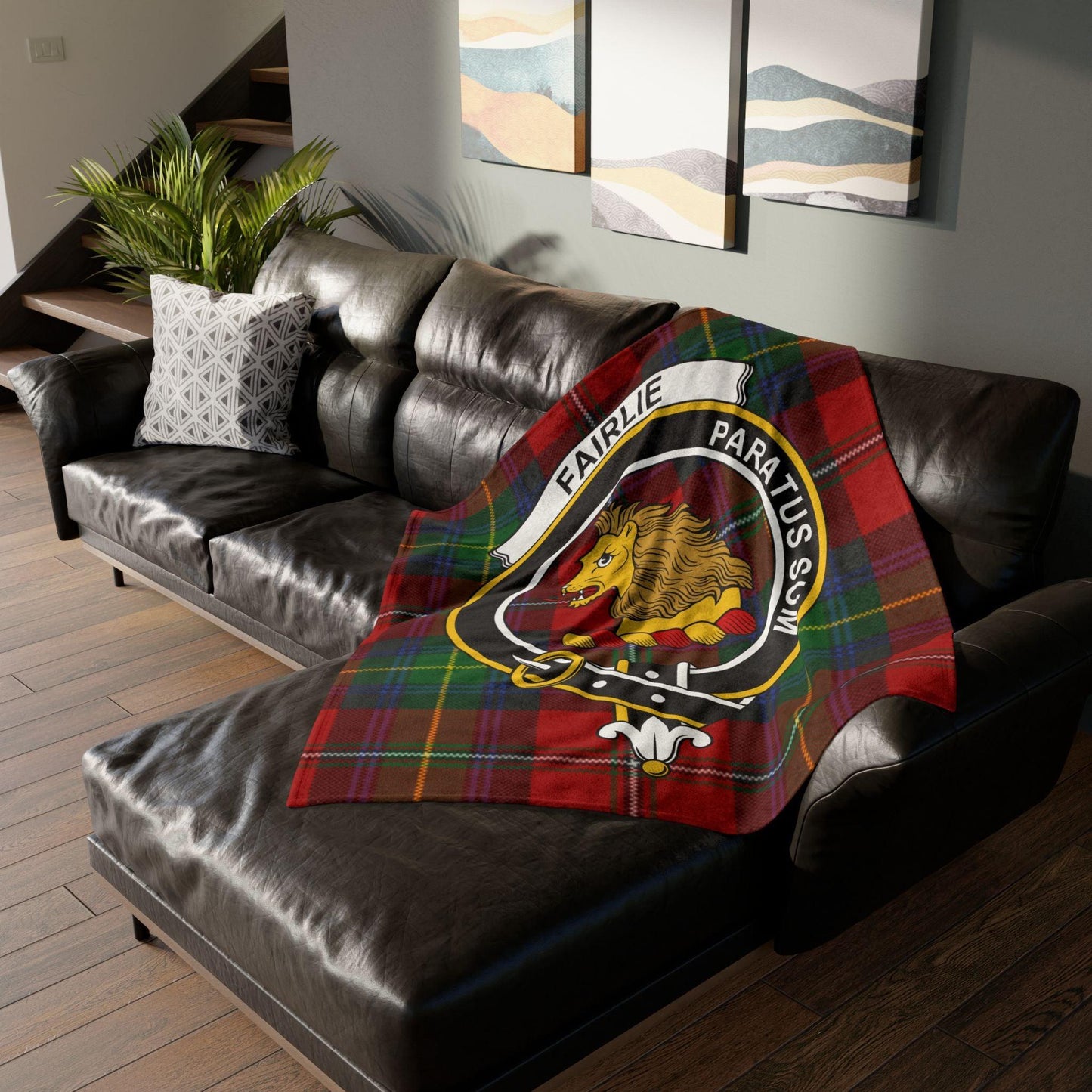 Fairlie Clan Tartan Blanket – Scottish Crest Throw - Celtic Ancestry Gifts