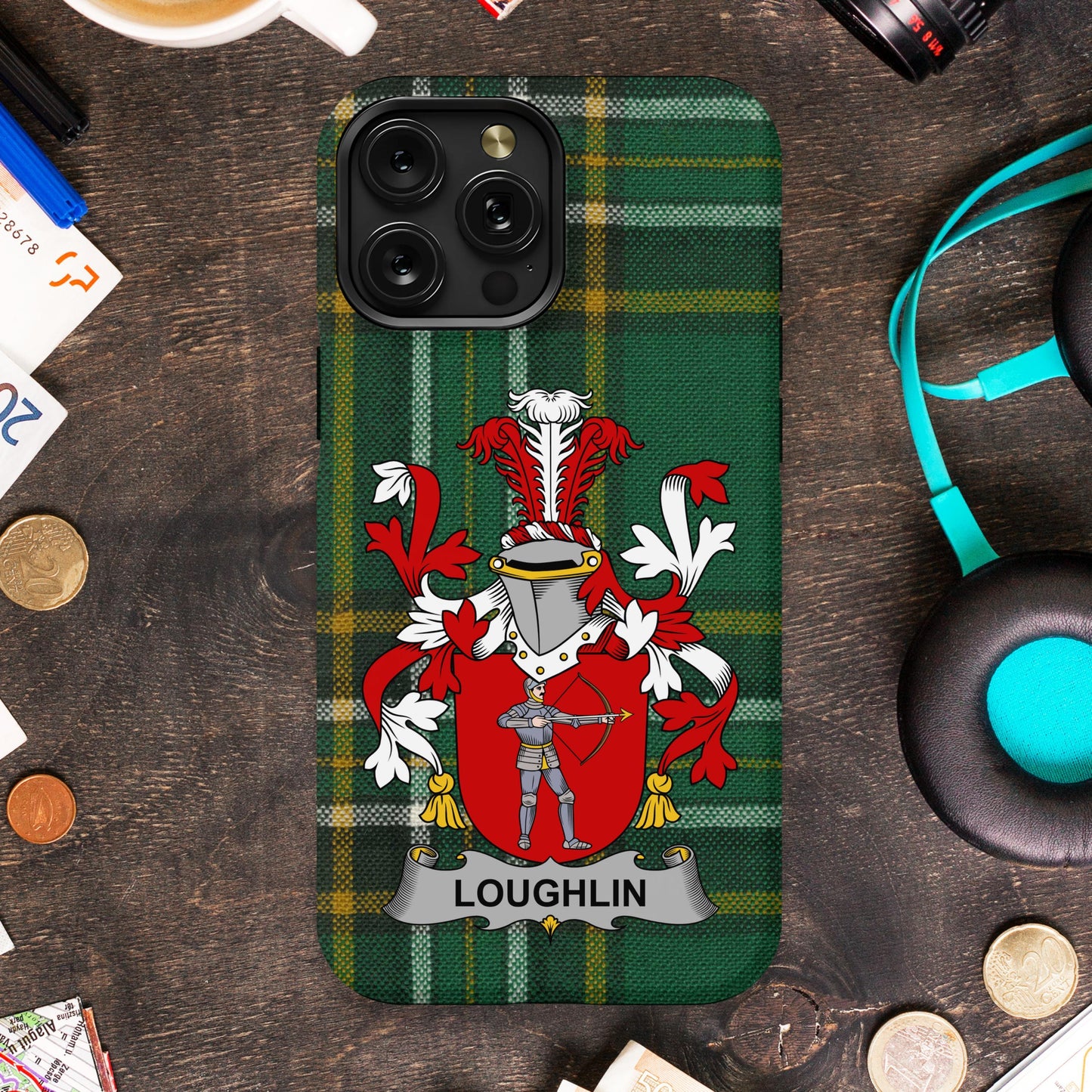 Personalized Green Plaid Loughlin Crest Phone Case product
