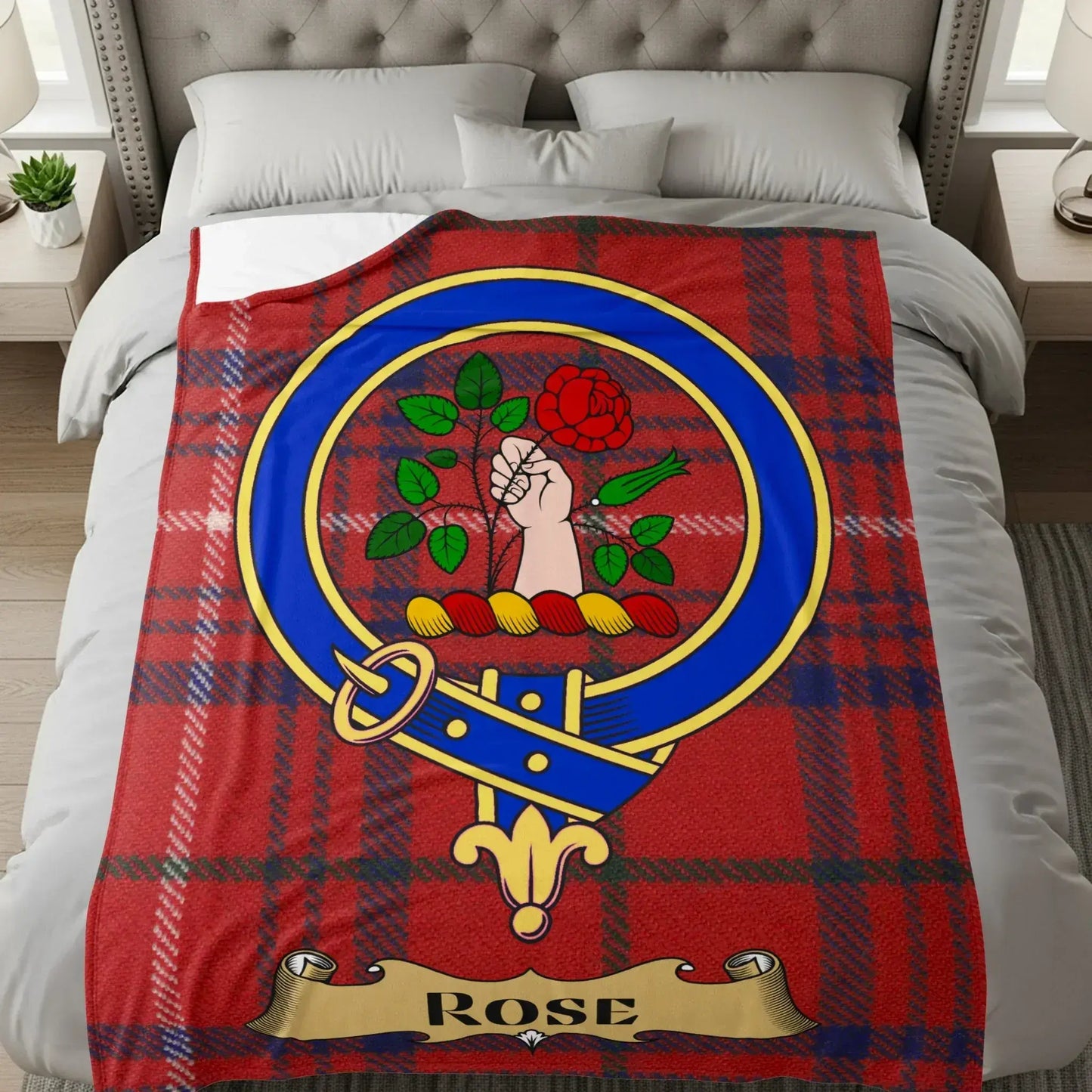 Rose Crest Design on Tartan Blanket product type