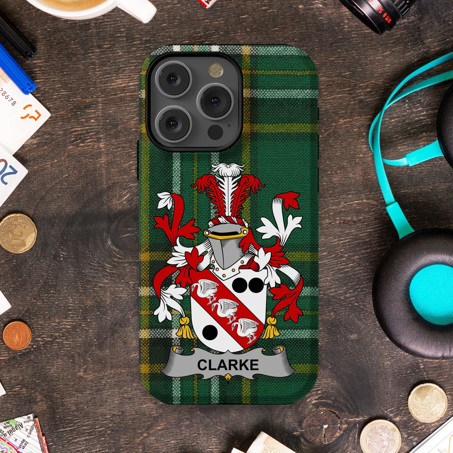 Custom Coat of Arms Green Tartan Phone Case product type