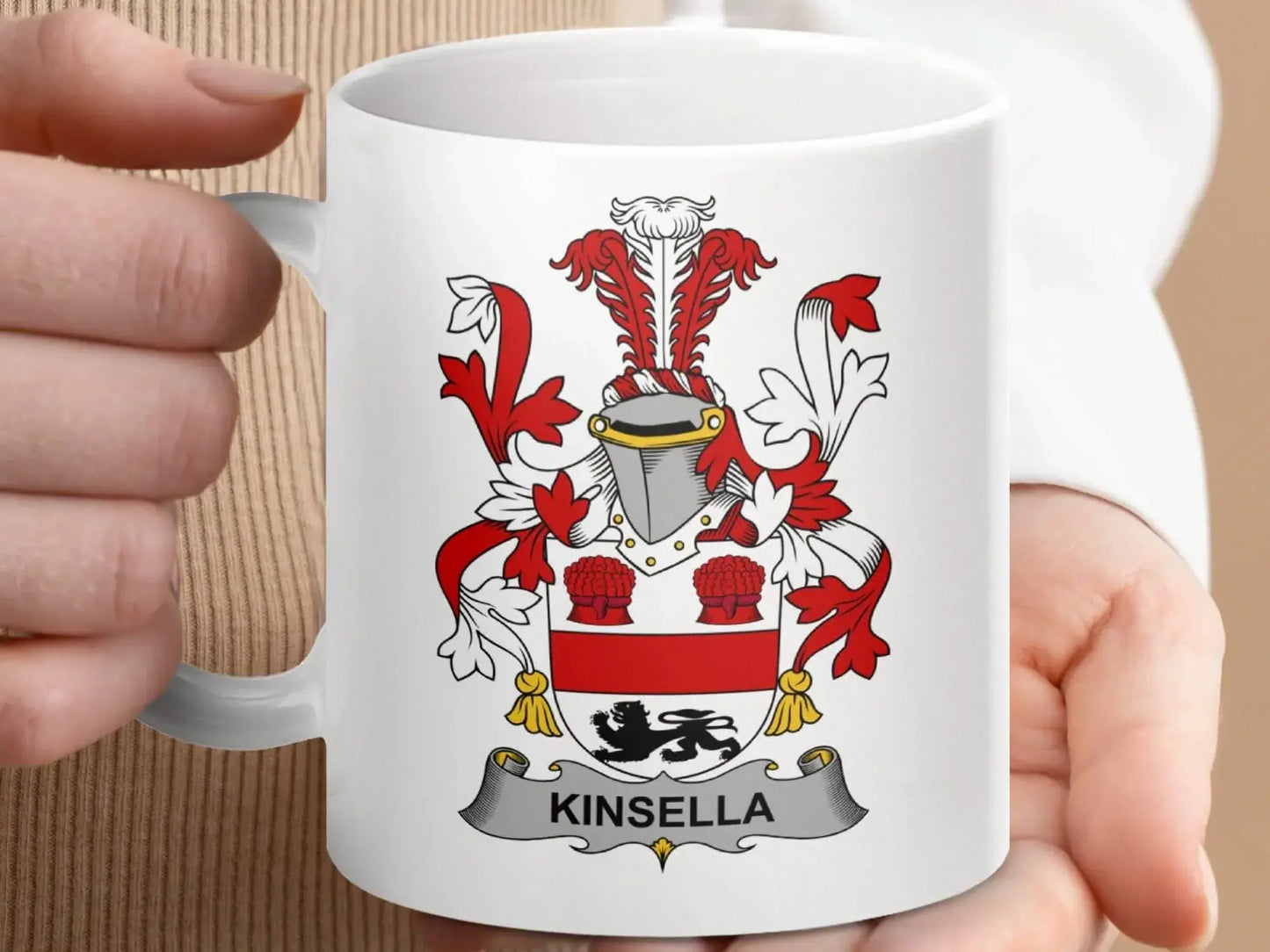 Kinsella Surname Irish Family Heritage Crest Graphic Mug - Celtic Ancestry Gifts