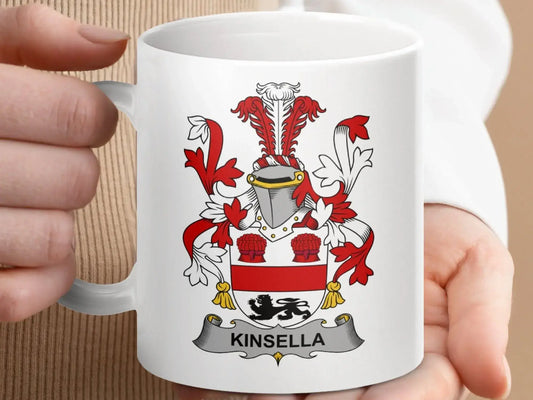 Kinsella Surname Irish Family Heritage Crest Graphic Mug - Celtic Ancestry Gifts