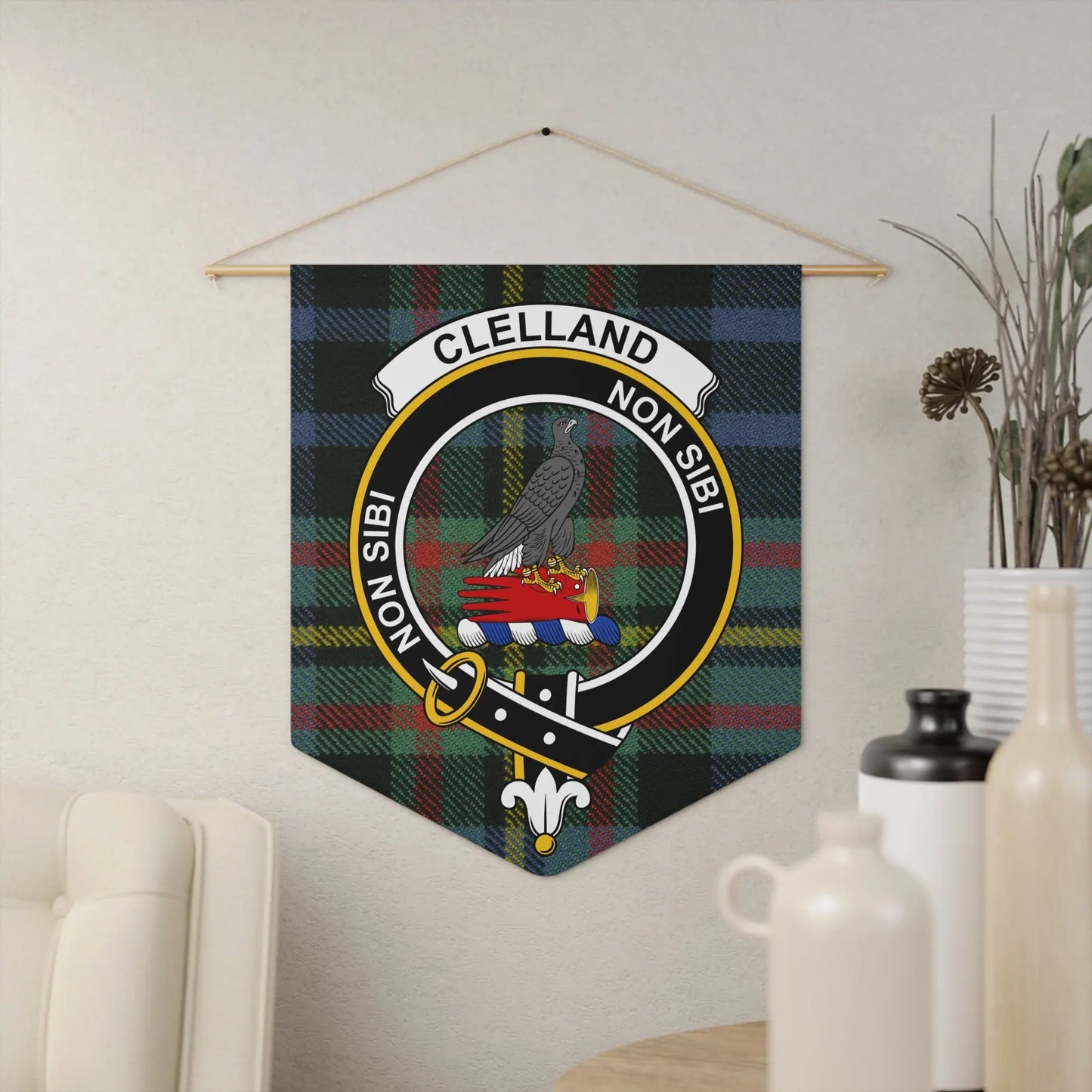 Clelland Tartan Plaque with Family Crest product type