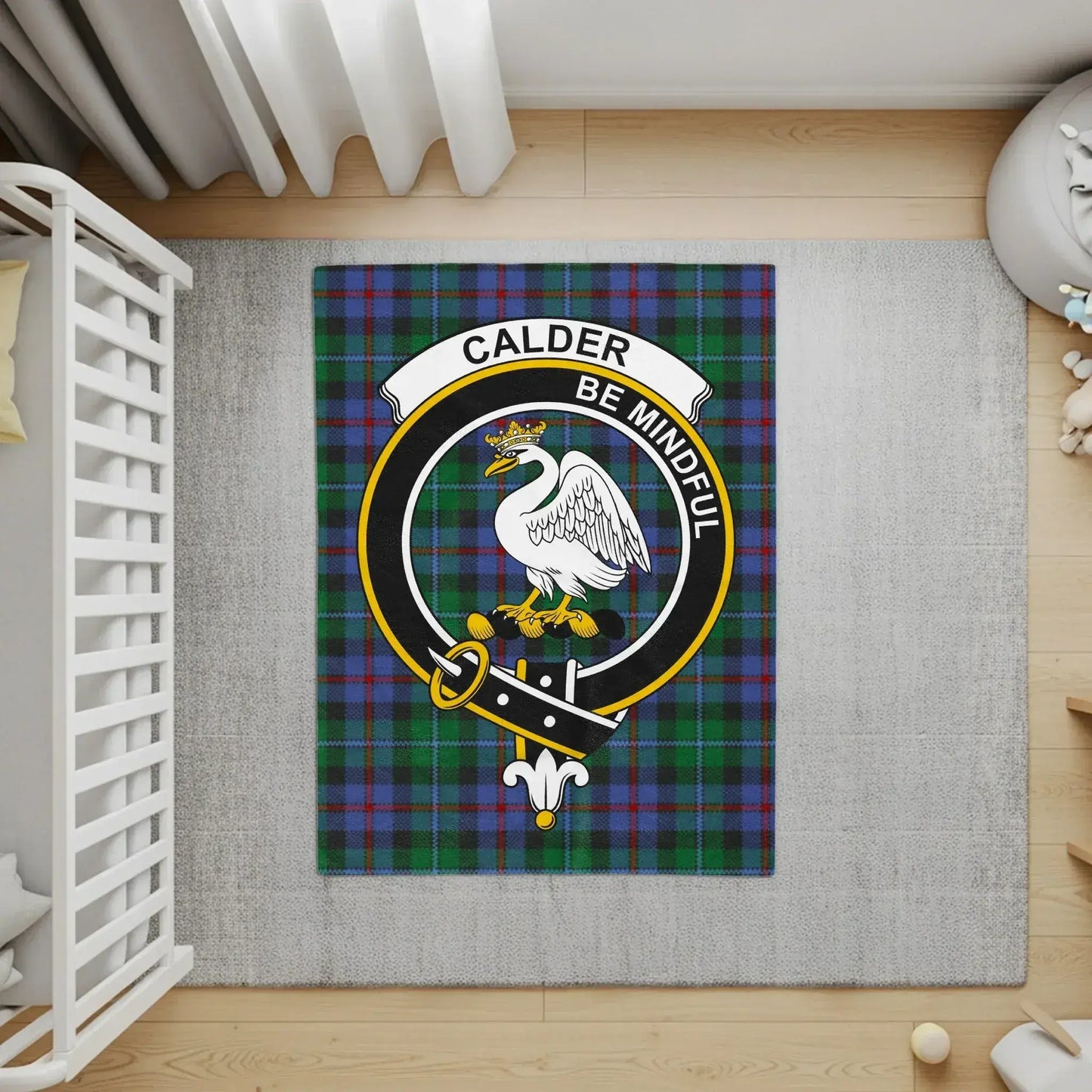 Calder Be Mindful Crest Tartan Print Rug Product