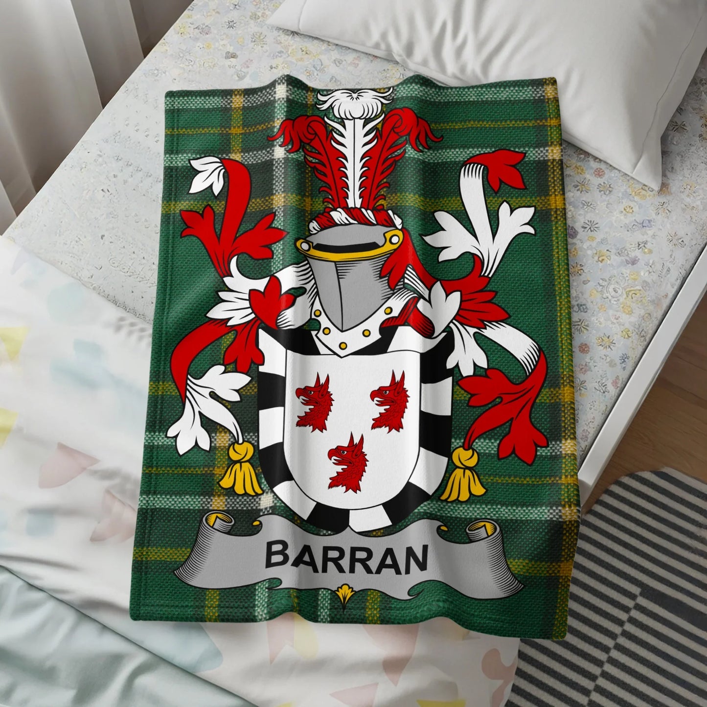 Barran Family Tartan Plaid Crest Emblem Bedding product