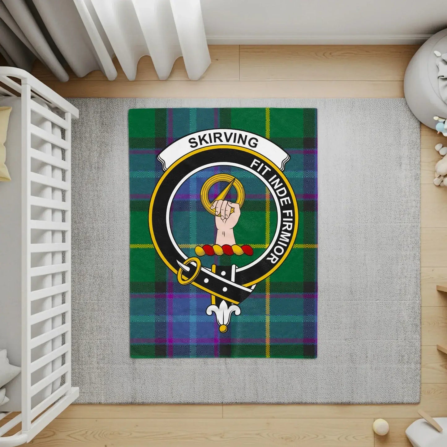 Personalized Family Crest Plaid Pattern Nursery Rug product