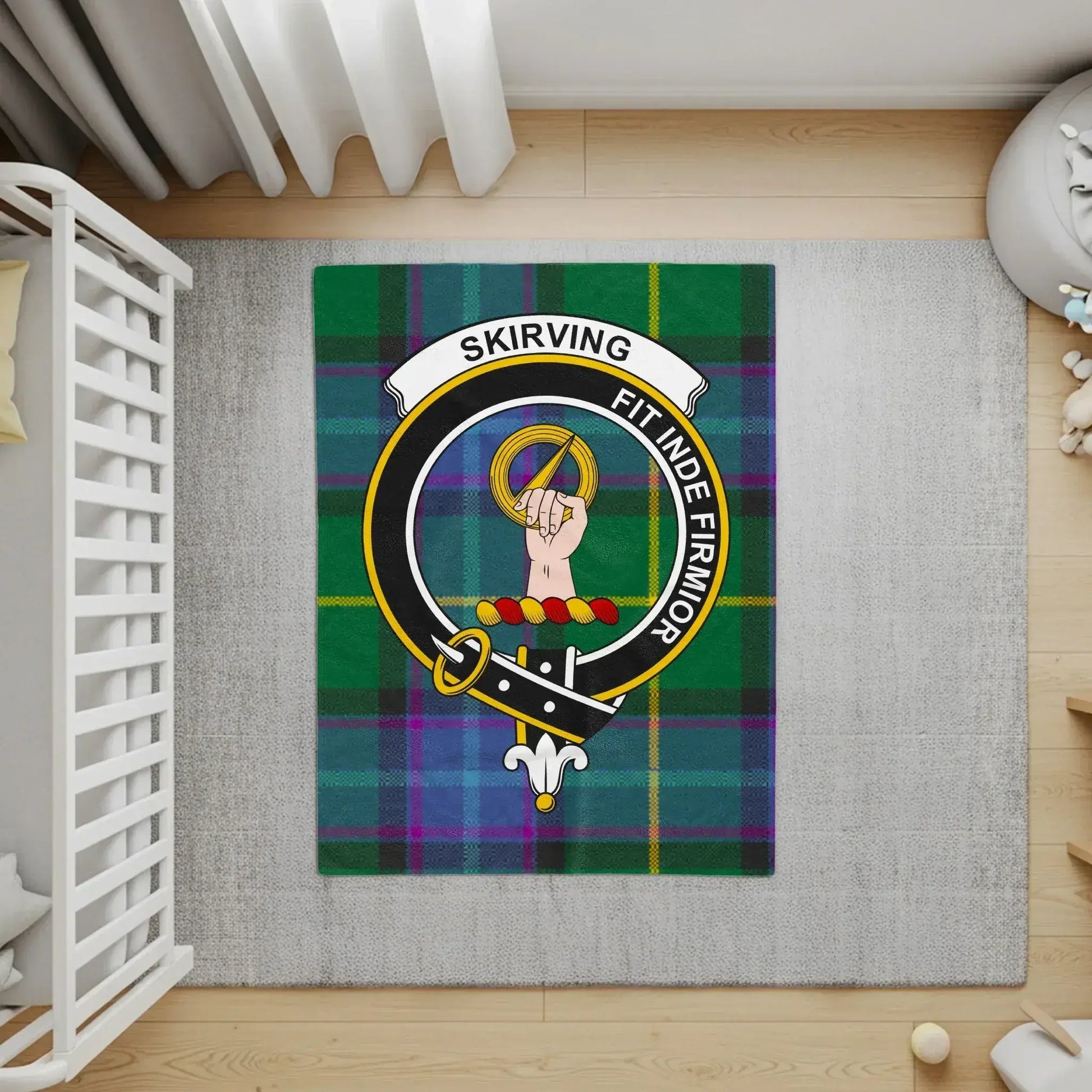 Personalized Family Crest Plaid Pattern Nursery Rug product