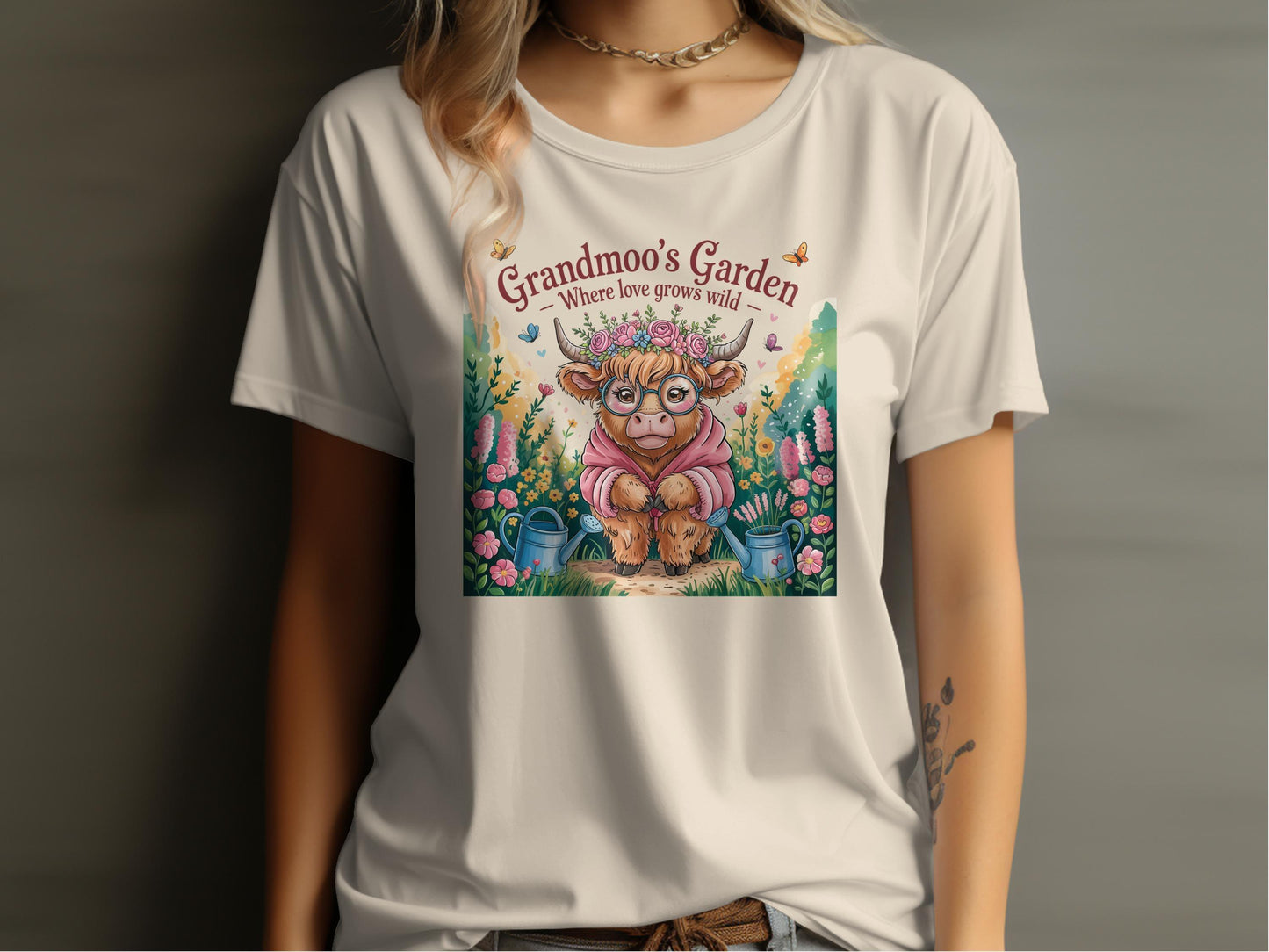 Grandmoo's Garden Cute Cow Illustration T-shirt product