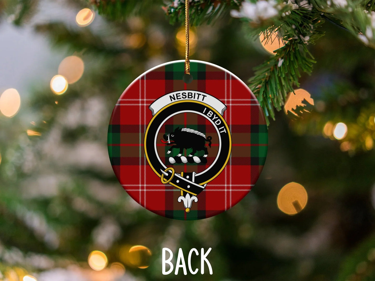 Family Crest Tartan Patterned Christmas Ornament product