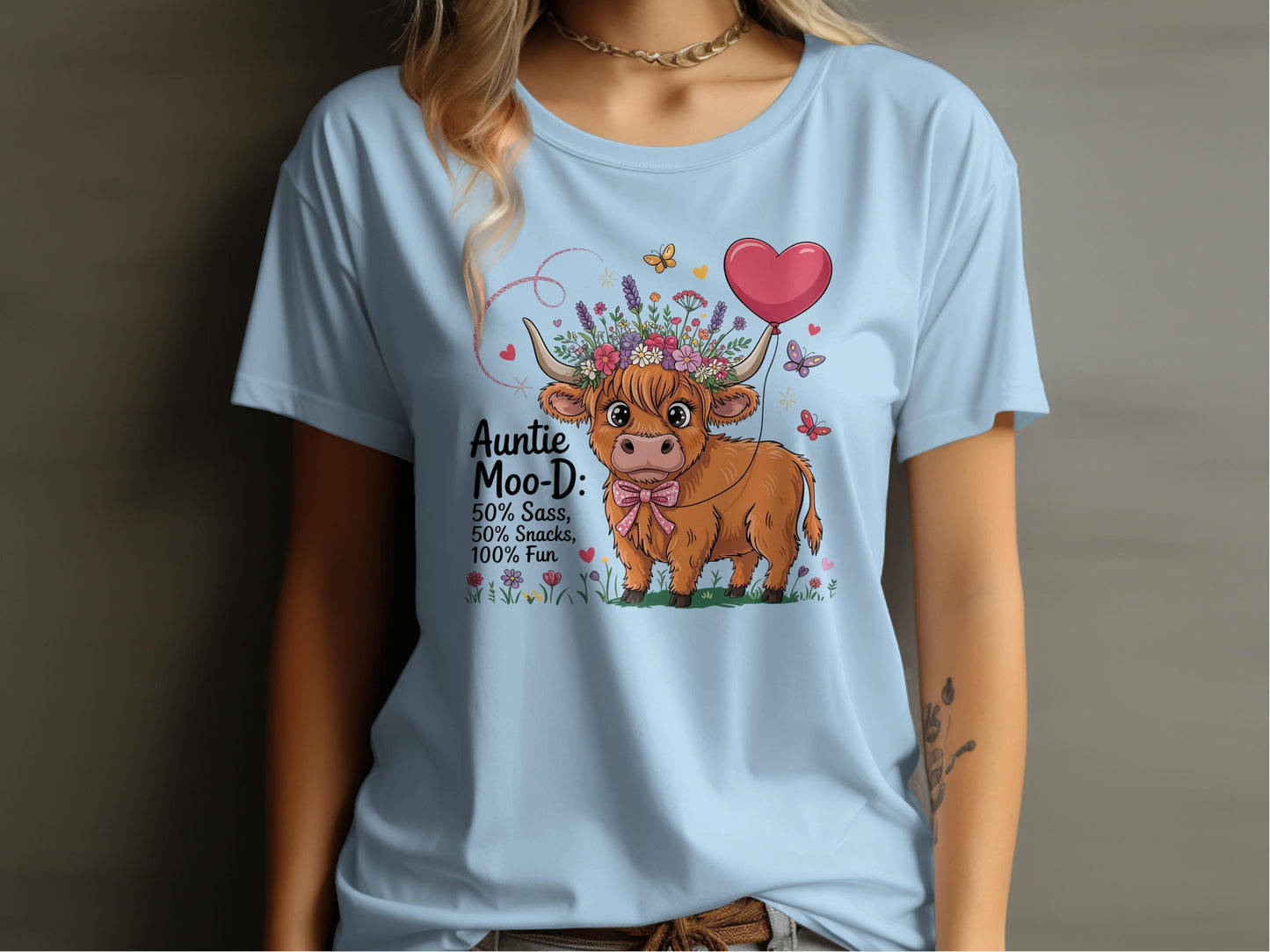 Cute Highland Cow Graphic Auntie T-shirt product