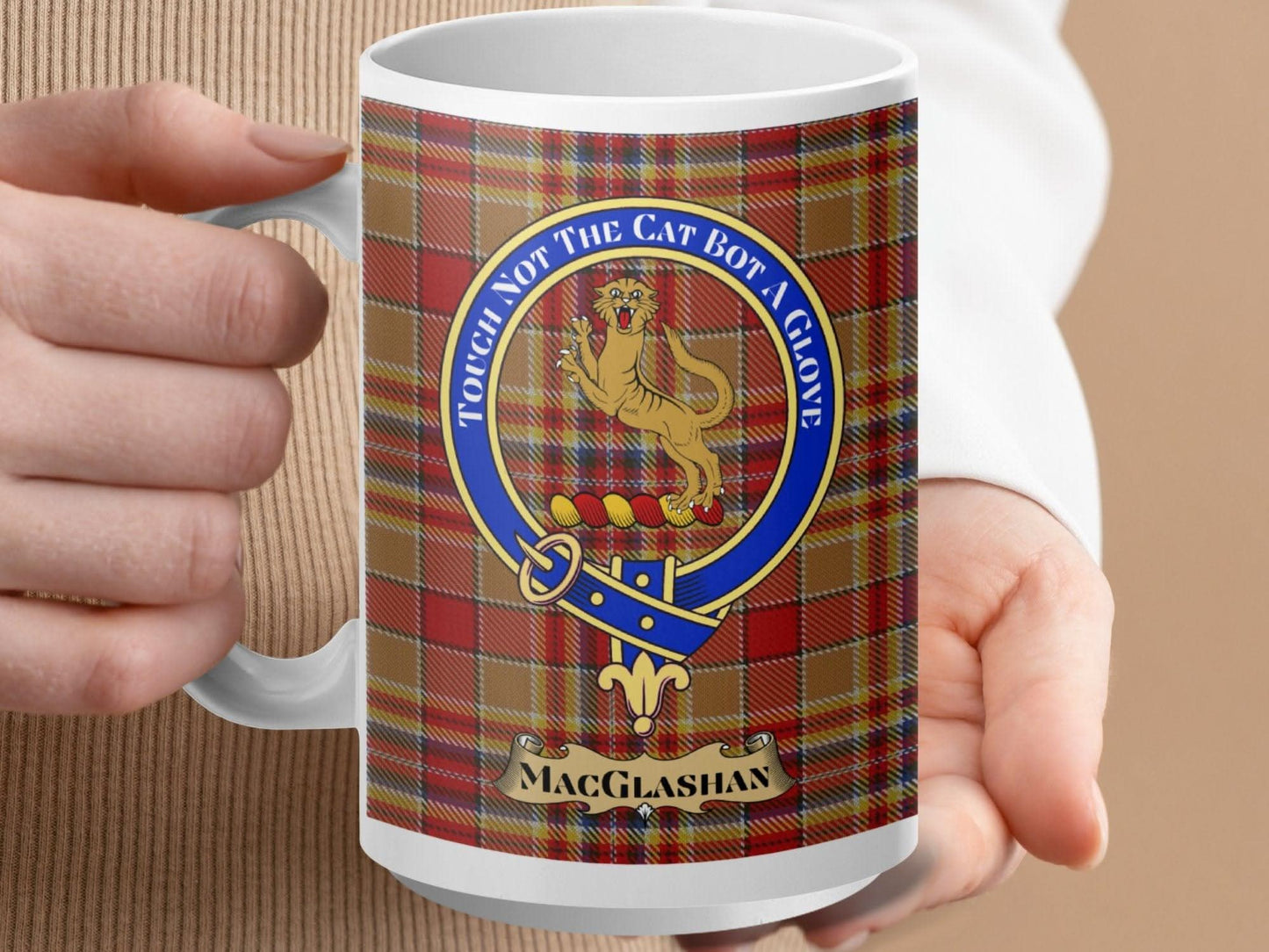 Scottish Clan Plaid Mug with Family Crest product