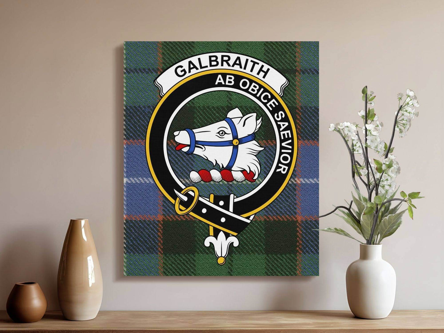 Galbraith Scottish Tartan Crest Wall Art Canvas - Celtic Ancestry Gifts