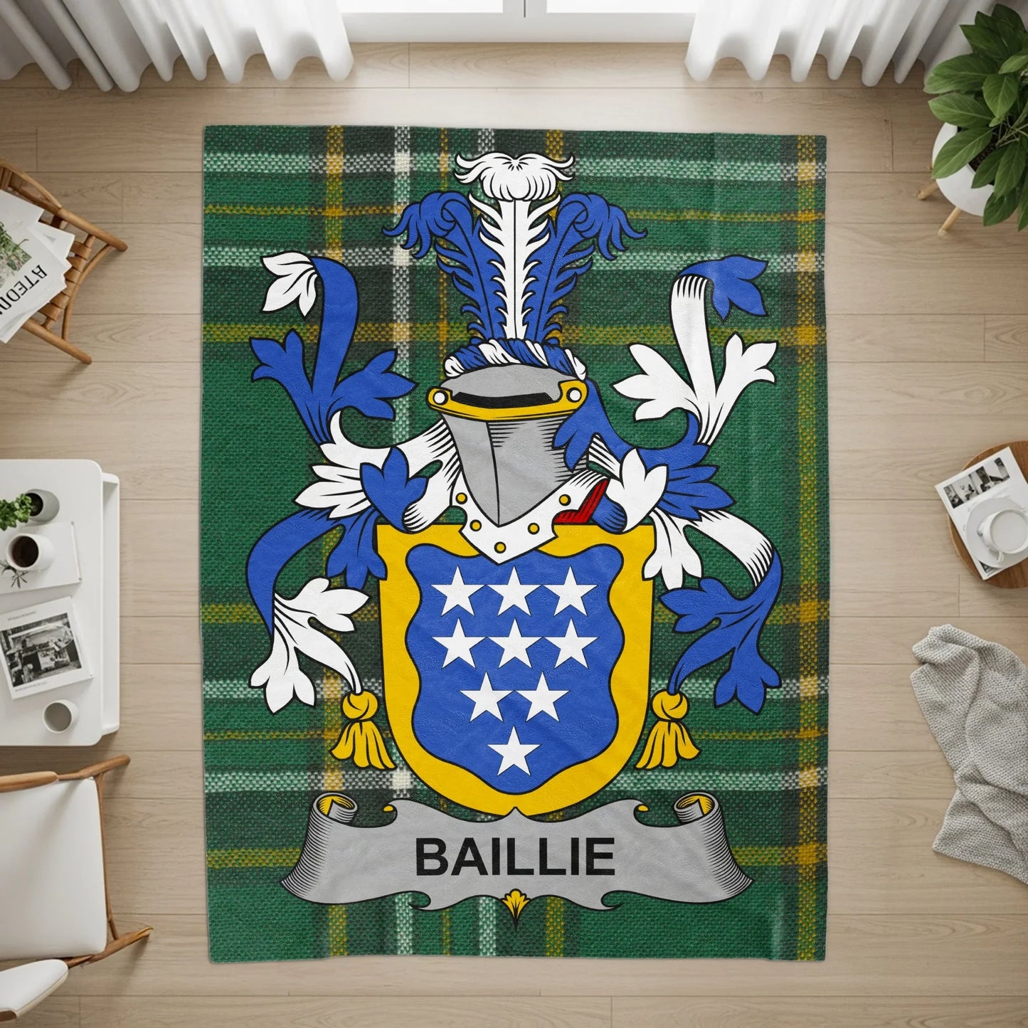 Baillie Family Crest Green Plaid Design Rug product