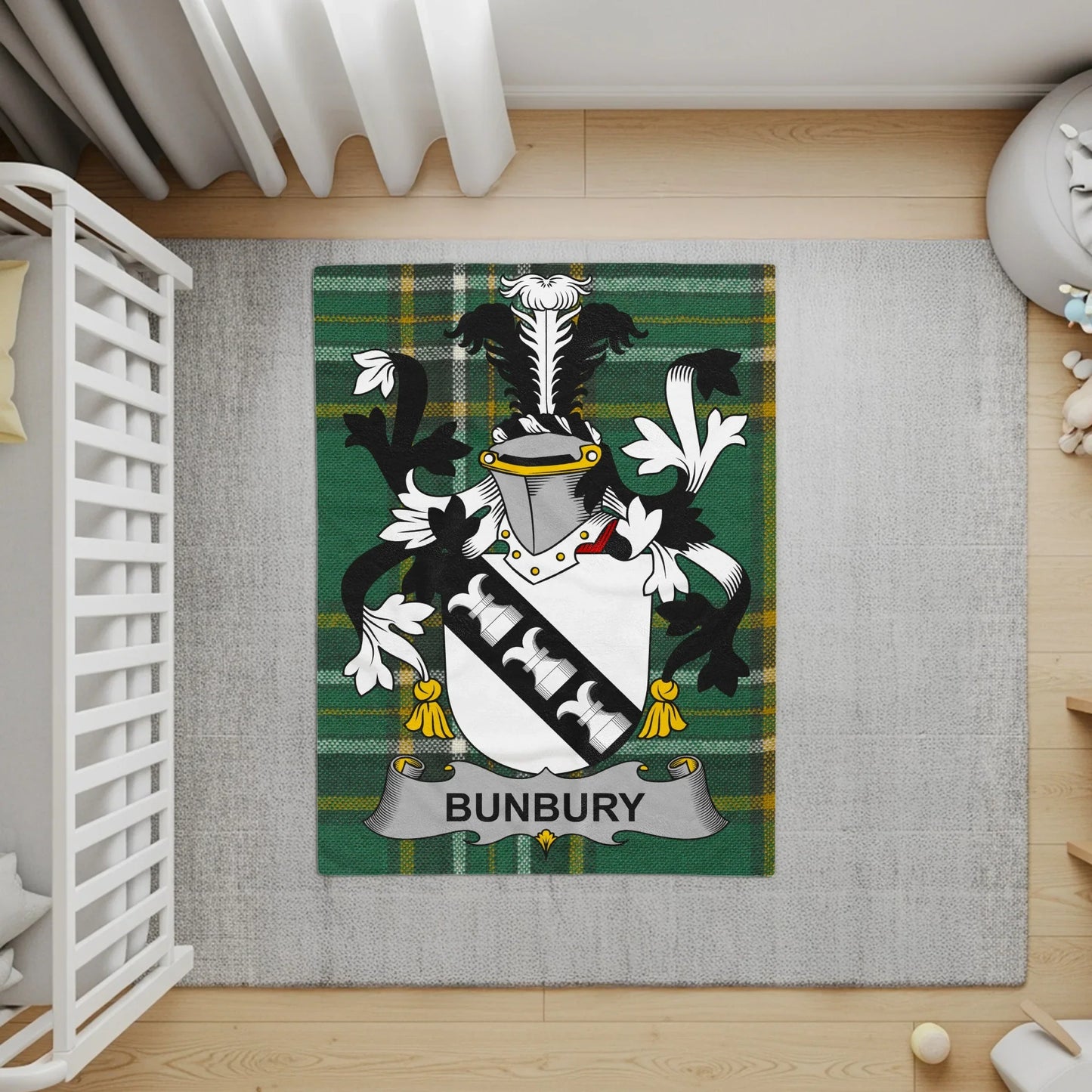 Personalized Emblem Design Green Plaid Rug product type