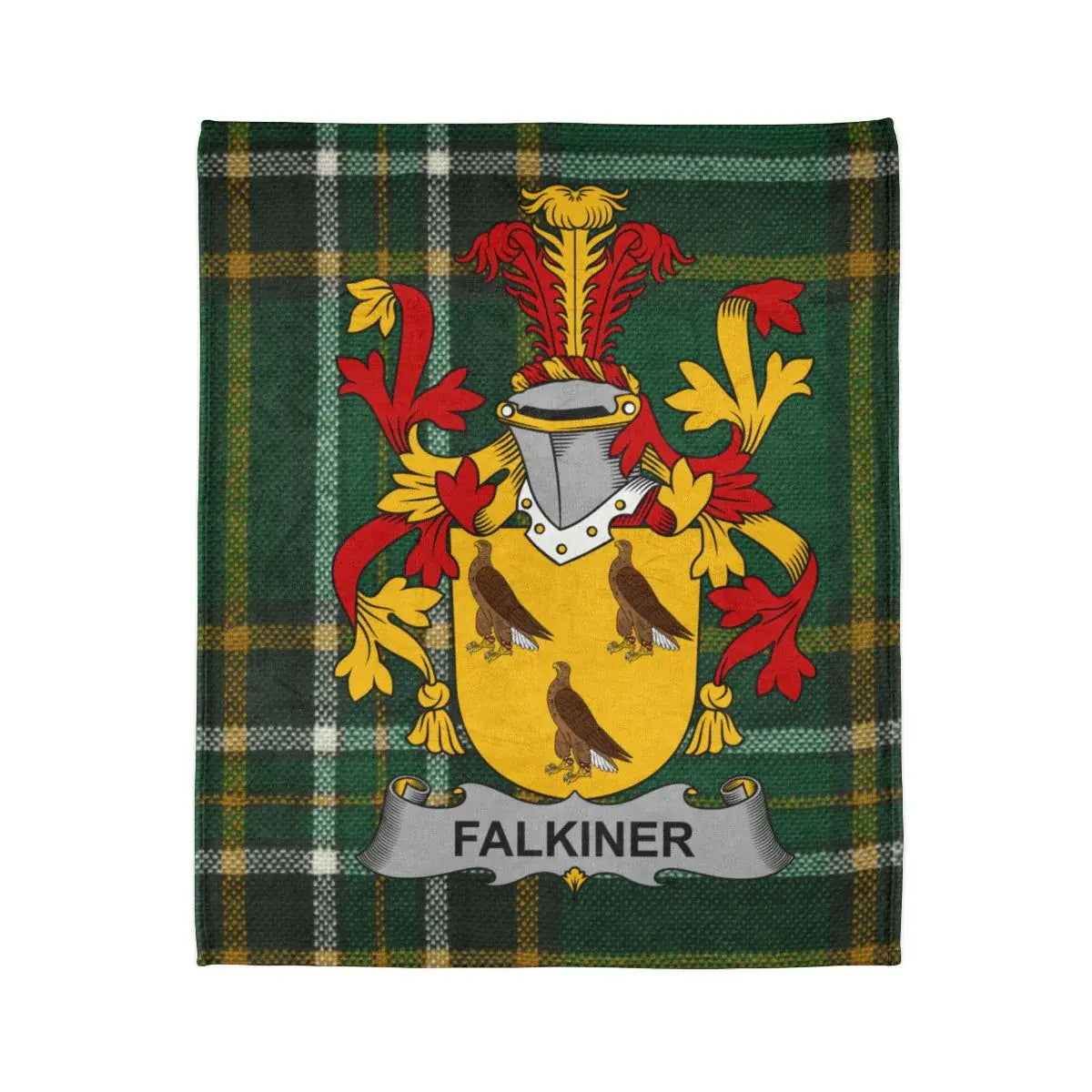 Falkiner Family Crest on Tartan Blanket product