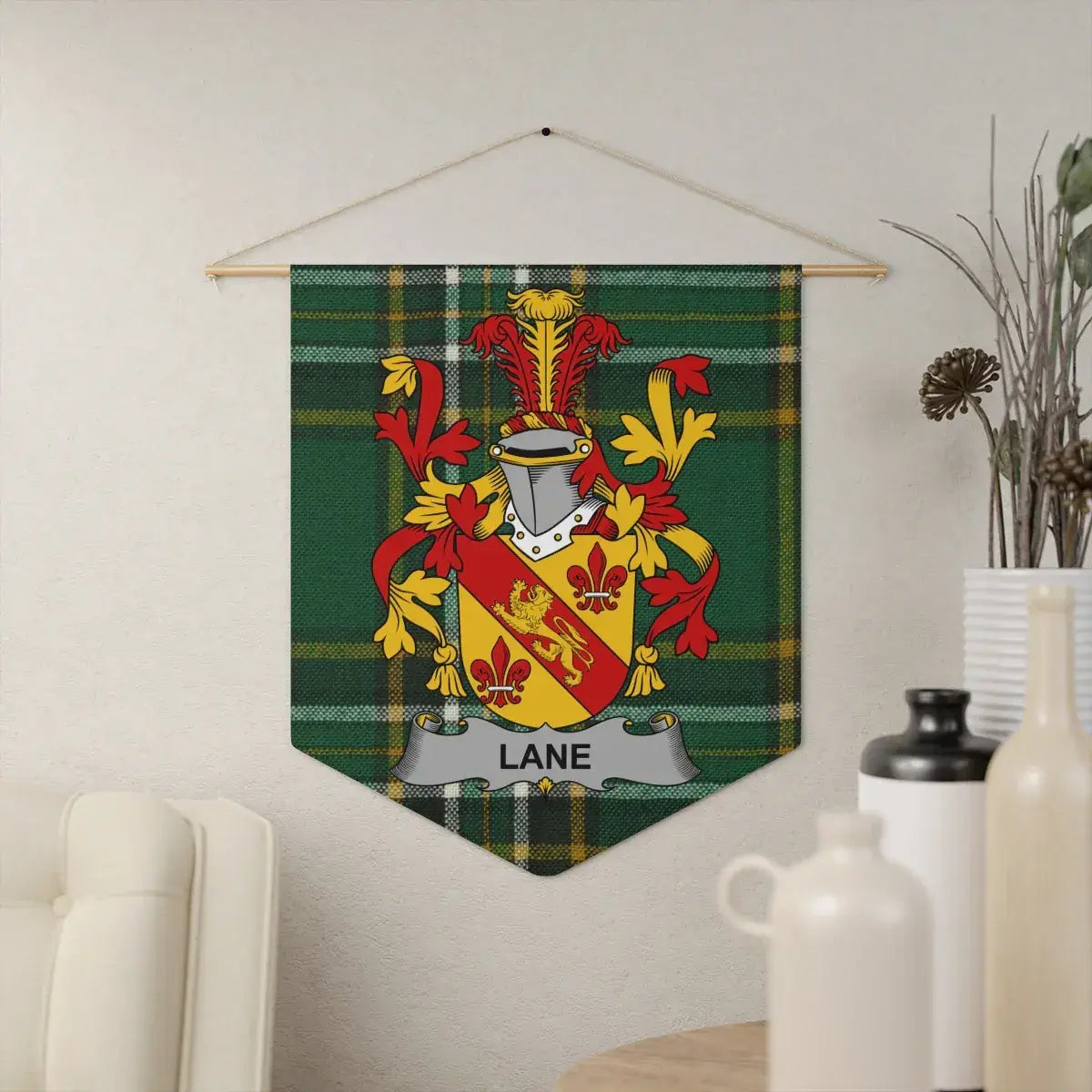 Custom Family Crest Plaid Wall Hanging Decorative product