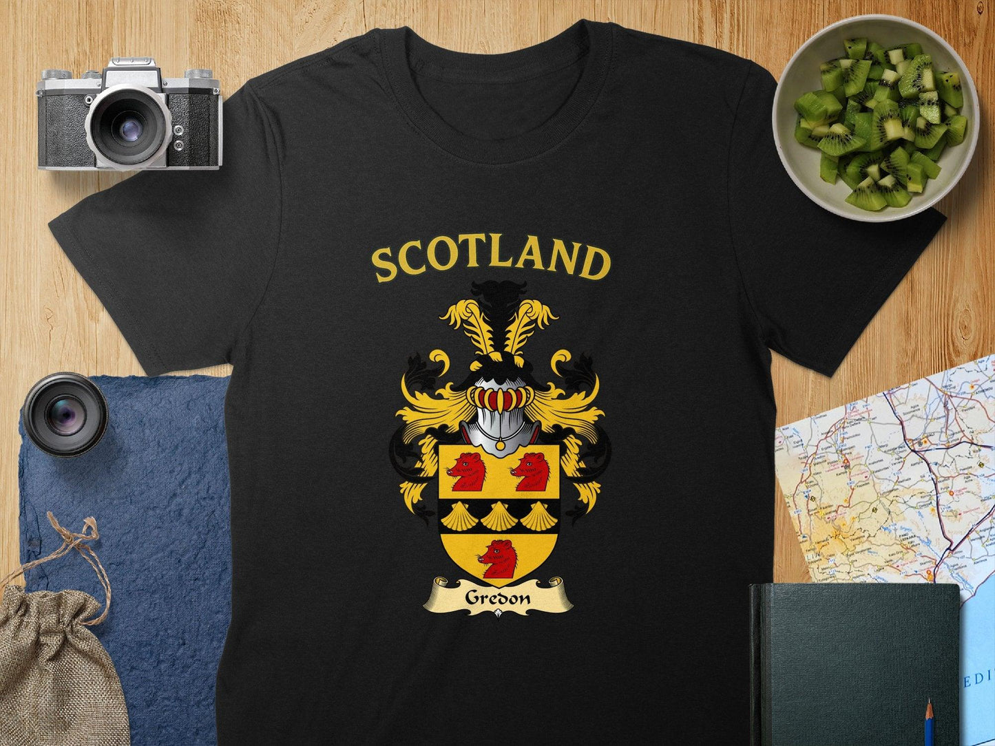 Gredon Clan Family Crest Coat Of Arms Emblazoned T-Shirt - Celtic Ancestry Gifts