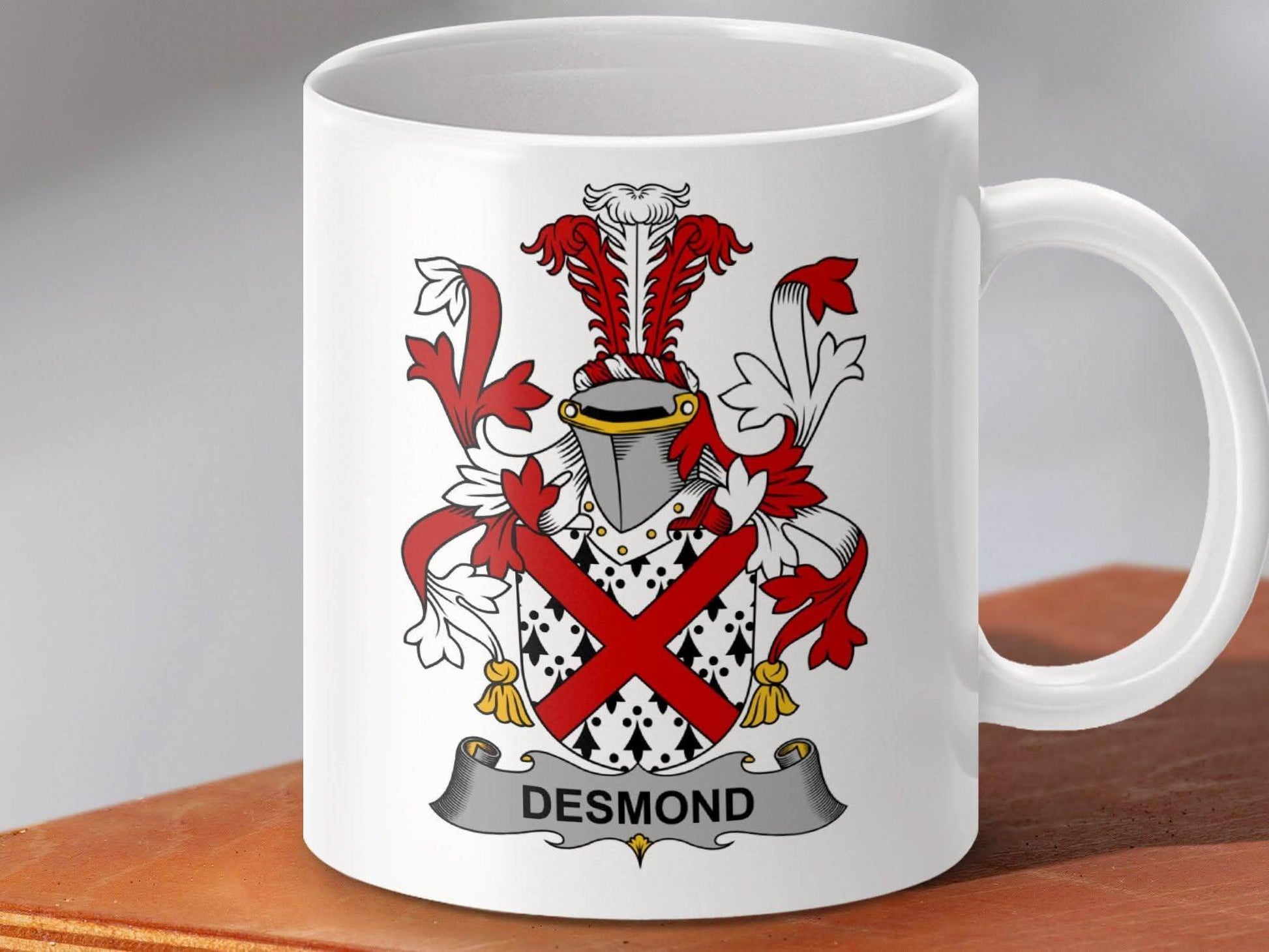 Desmond Surname Irish Family Crest Mug - Celtic Ancestry Gifts
