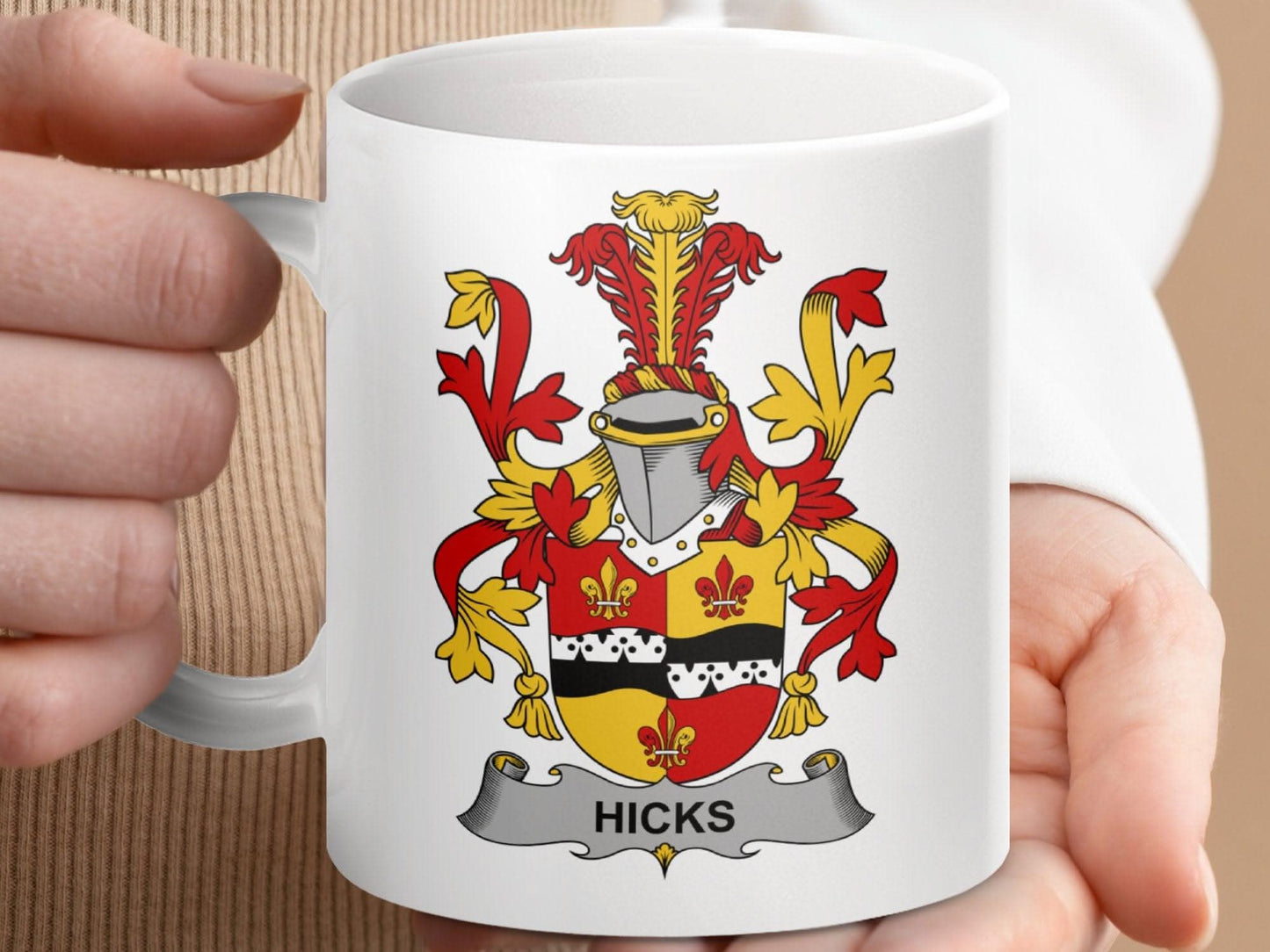 Hicks Surname Irish Family Crest Mug - Celtic Ancestry Gifts