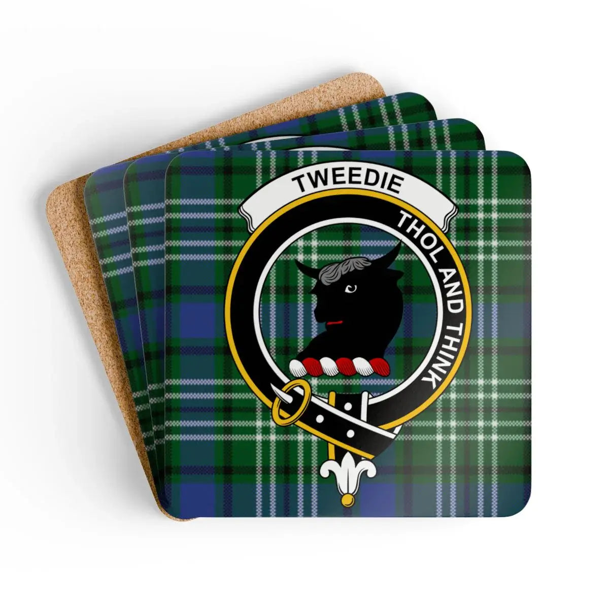Tweedie Tholand Think Clan Crest Plaid Coaster product