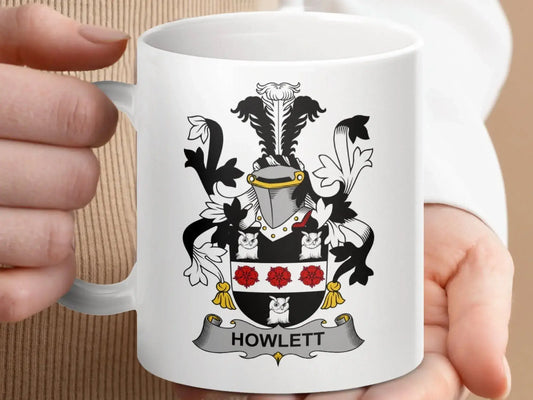 Howlett Family Irish Coat of Arms Surname Crest Mug - Celtic Ancestry Gifts