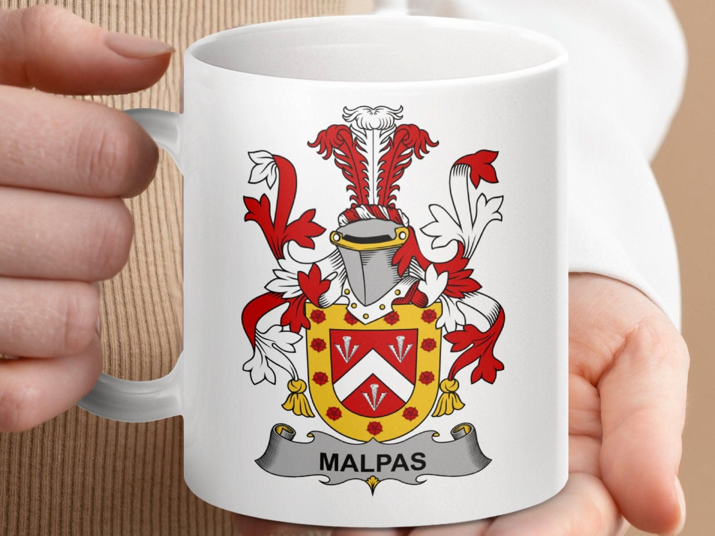 Malpas Surname Irish Family Crest Mug - Celtic Ancestry Gifts