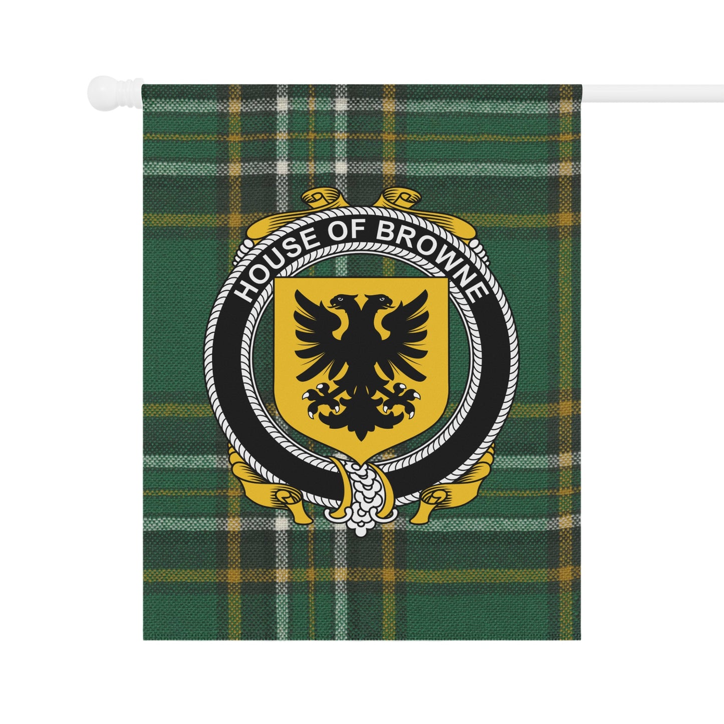 House of Browne Green Tartan Pattern Shield Flag