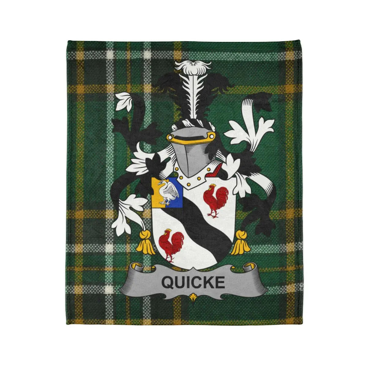 Quicke Family Crest Emblazoned Plaid Blanket product