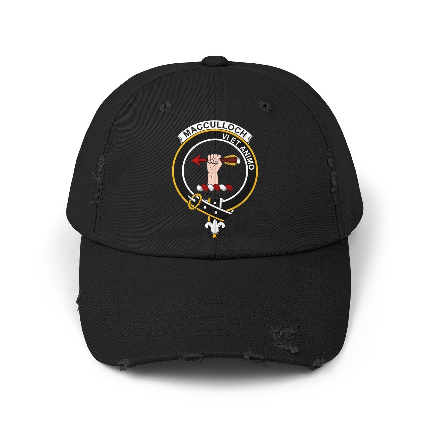 MacCulloch Clan Crest Scottish Distressed Baseball Cap - Celtic Ancestry Gifts