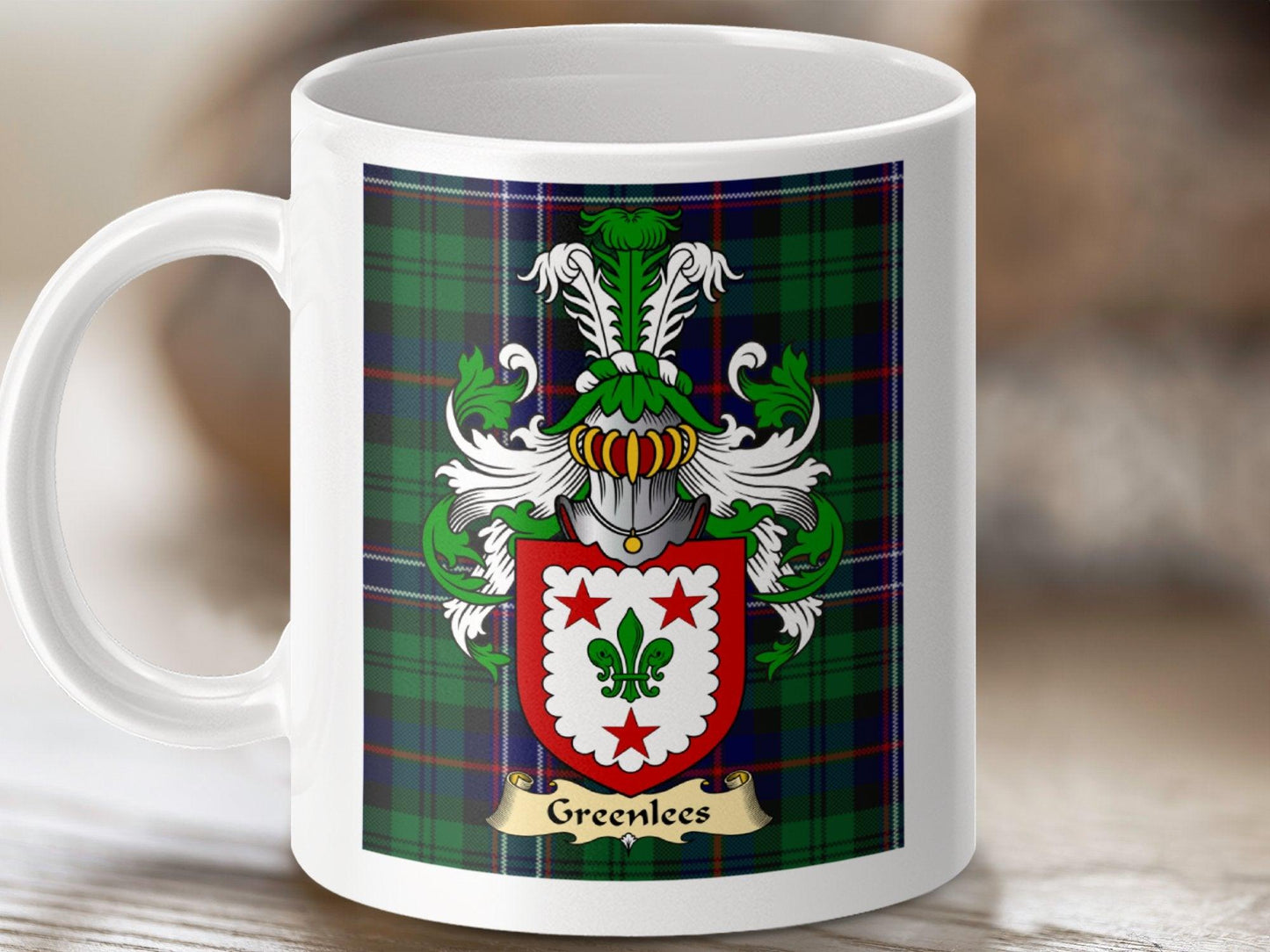 Greenlees Clan Surname Coat Of Arms Scottish Mug - Celtic Ancestry Gifts