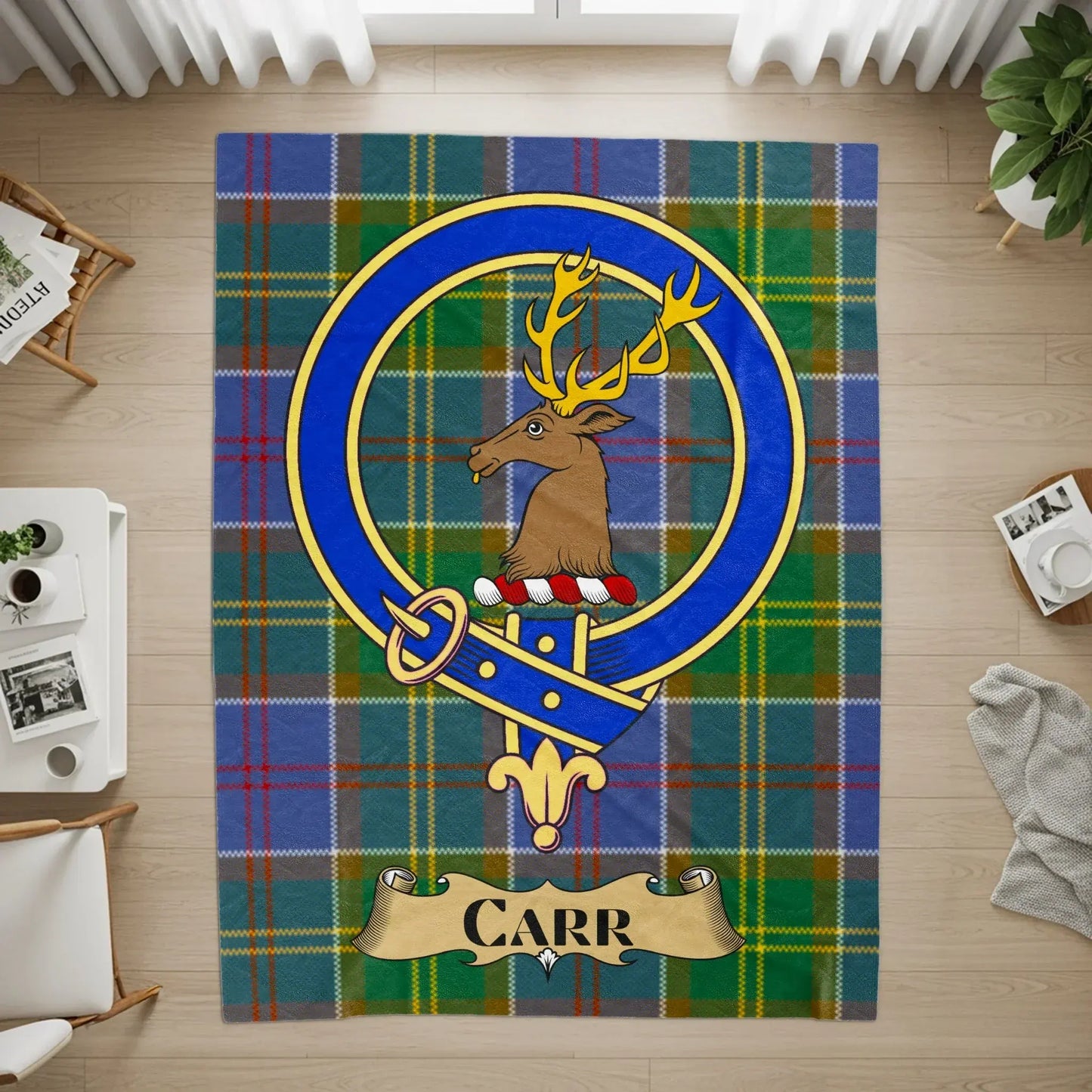 Carr Plaid Deer Crest Design Rug product