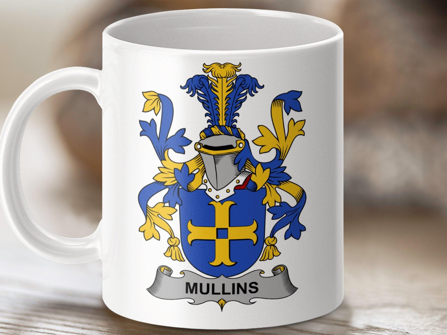 Mullins Family Crest Coat Of Arms Mug - Celtic Ancestry Gifts