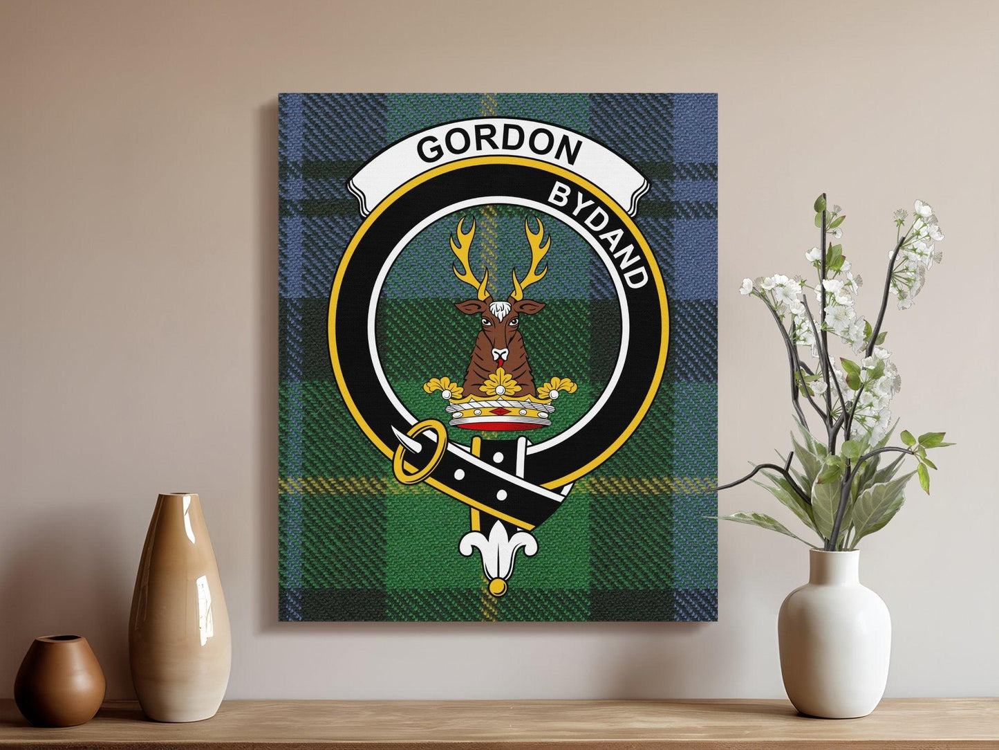 Gordon Scottish Tartan Crest Canvas - Celtic Ancestry Gifts