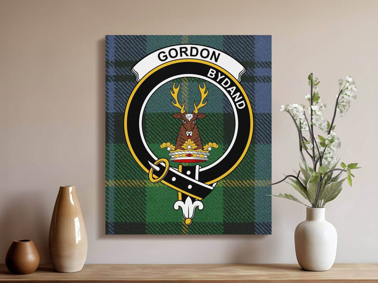 Gordon Scottish Tartan Crest Canvas - Celtic Ancestry Gifts