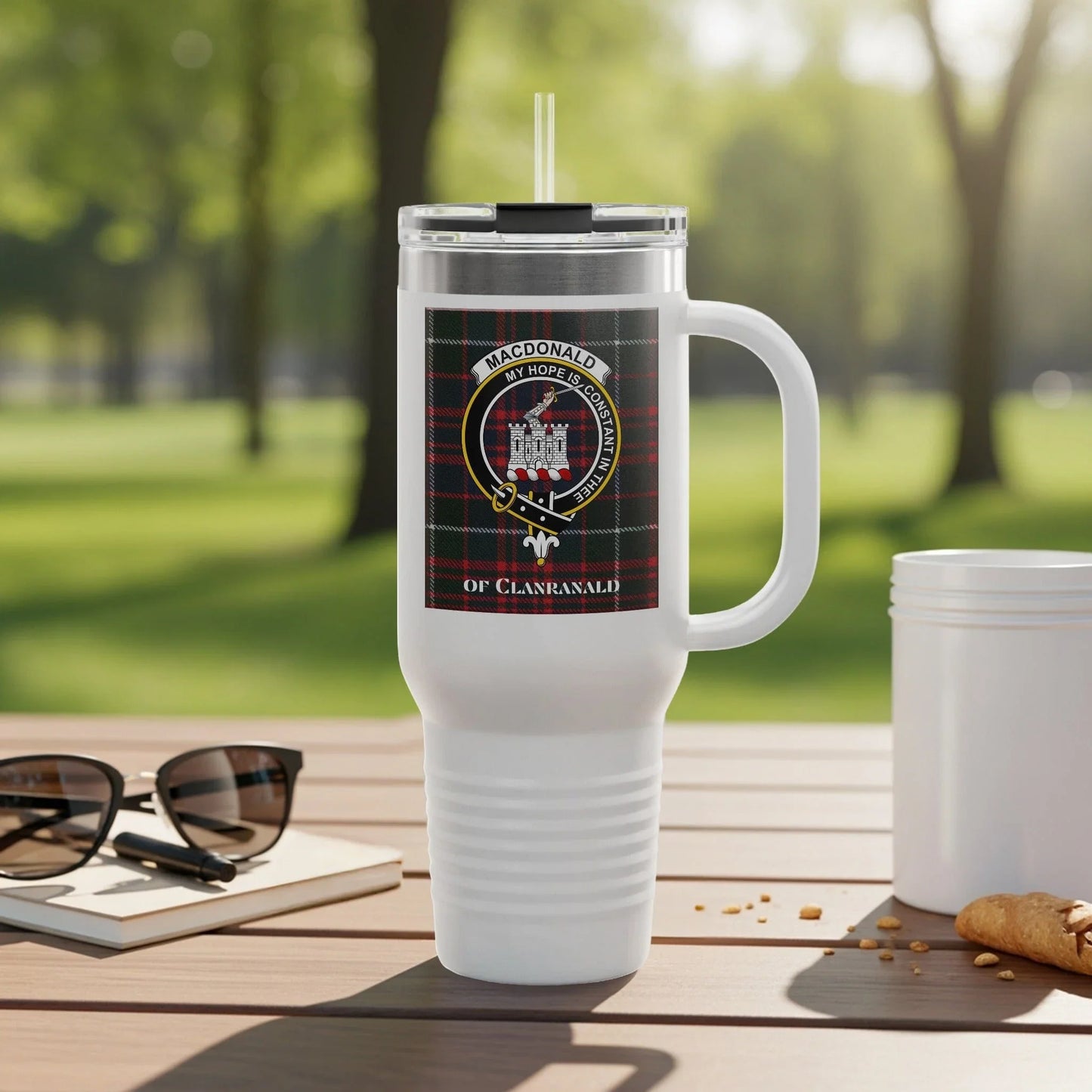 Clan Macdonald Crest White Travel Mug Product