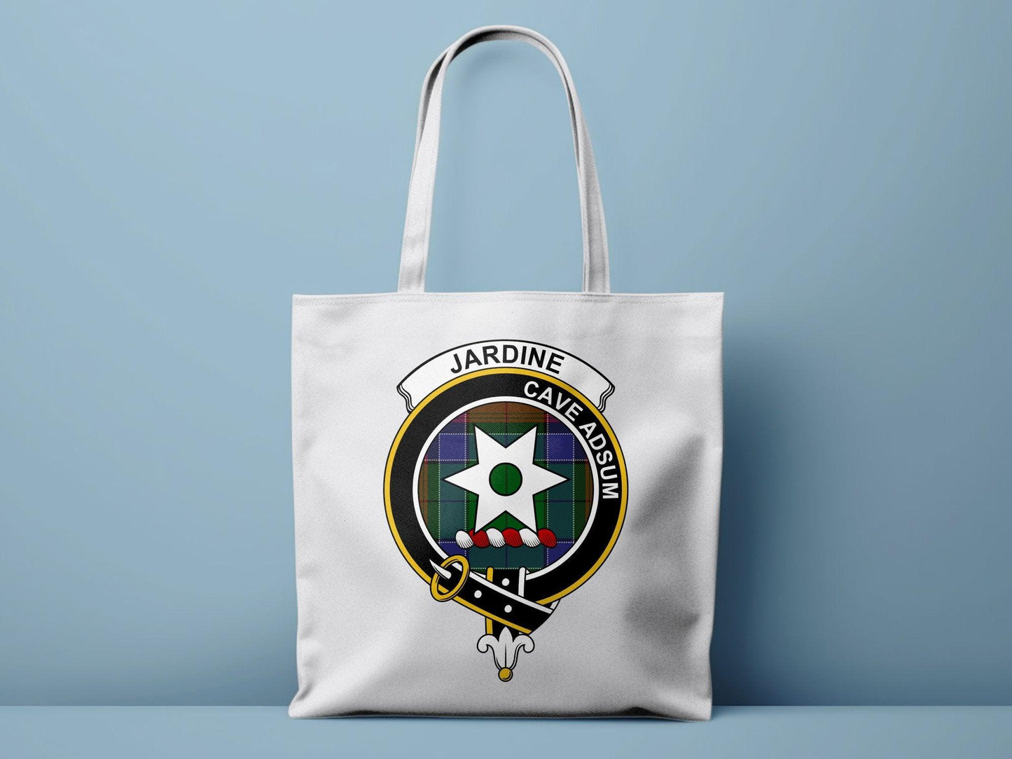 Jardine Scottish Clan Crest Tartan Tote Bags - Celtic Ancestry Gifts