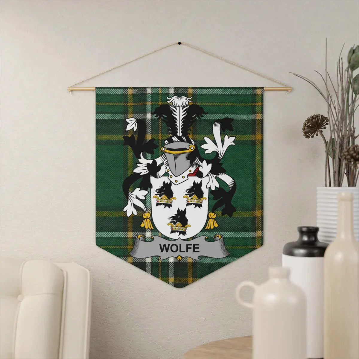 Family Crest with Tartan Pattern Wall Decor product