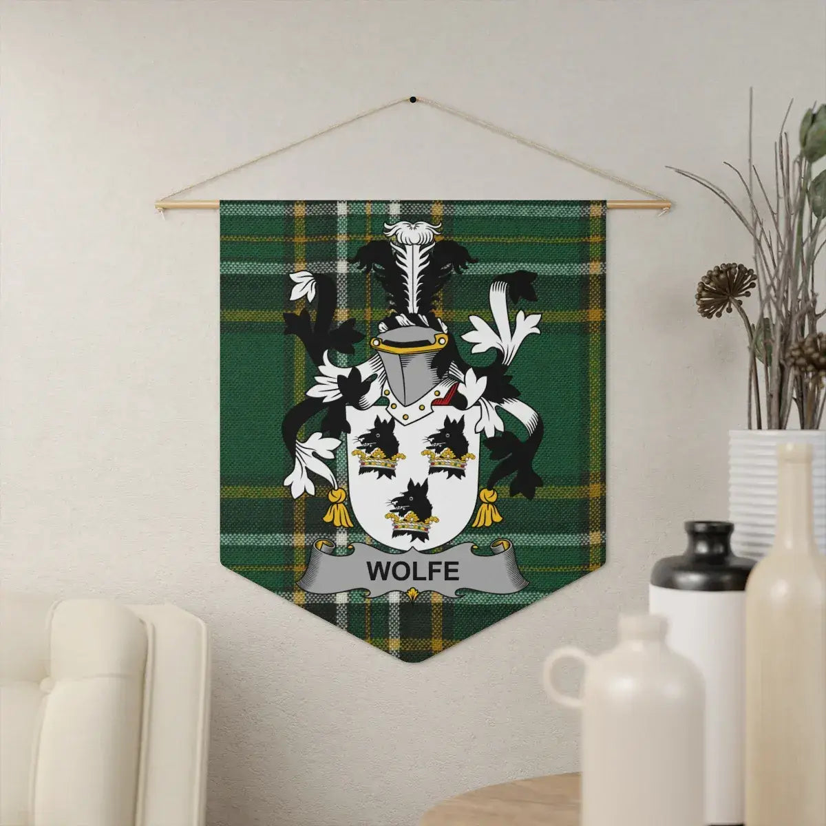 Family Crest with Tartan Pattern Wall Decor product
