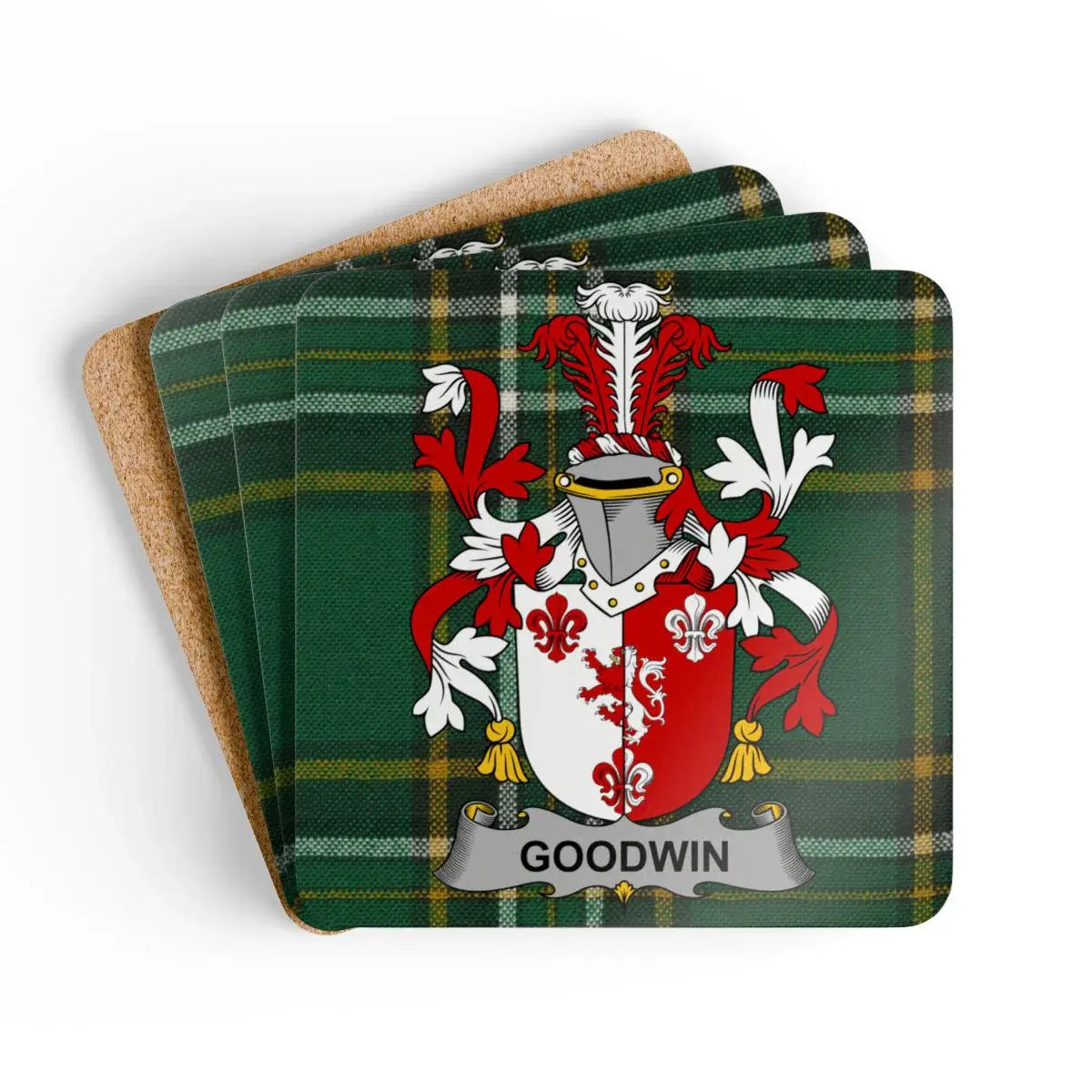 Goodwin Family Crest Plaid Tartan Coasters Product